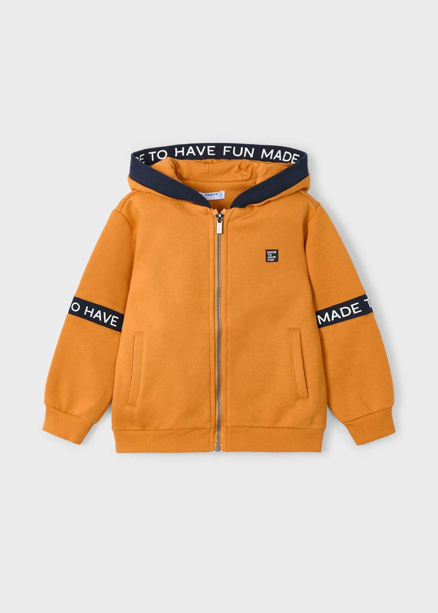 Mayoral Boy Text Stripe Zip Hoodie Carrot Cheap