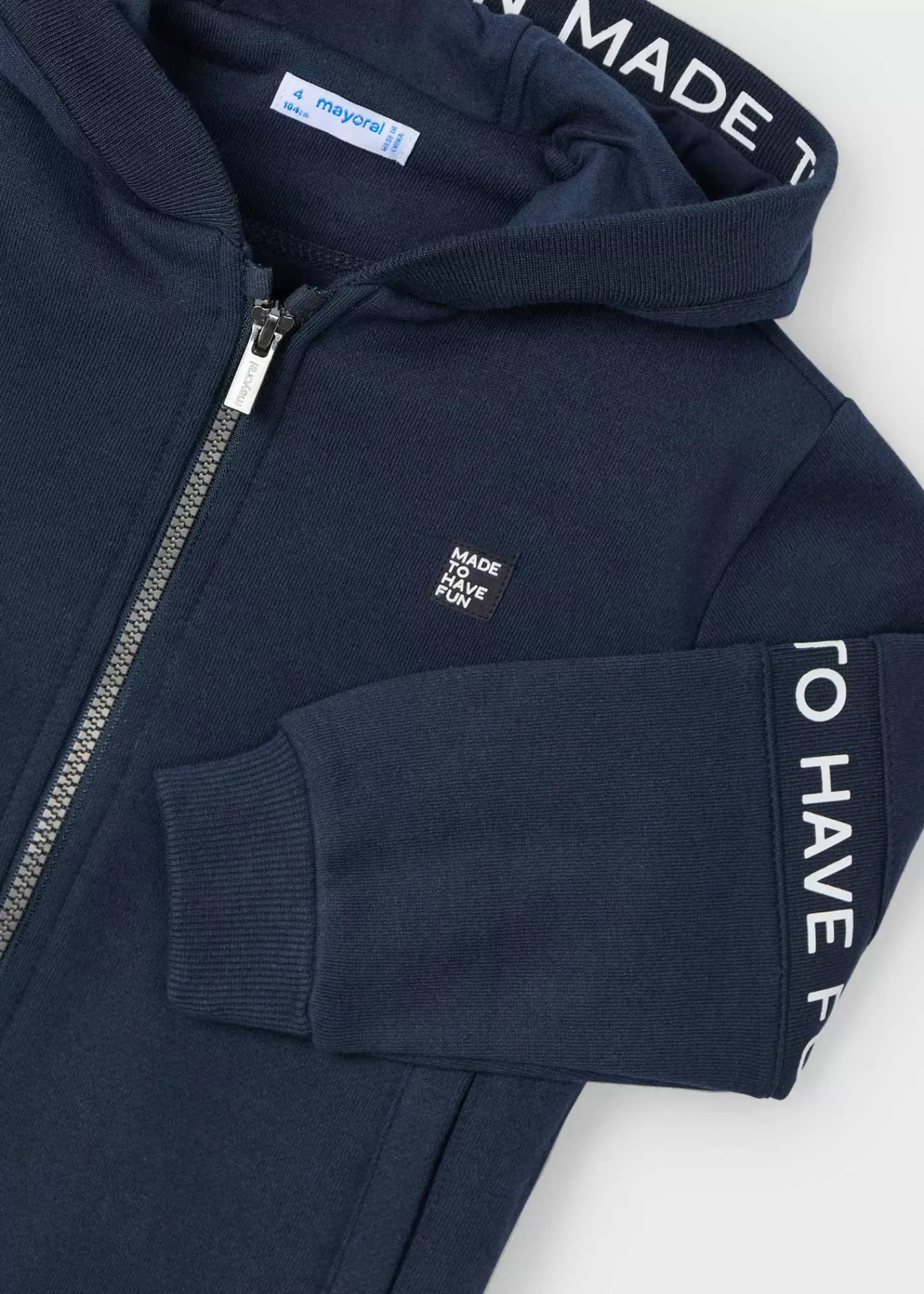 Mayoral Boy Text Stripe Zip Hoodie Navyblue Online