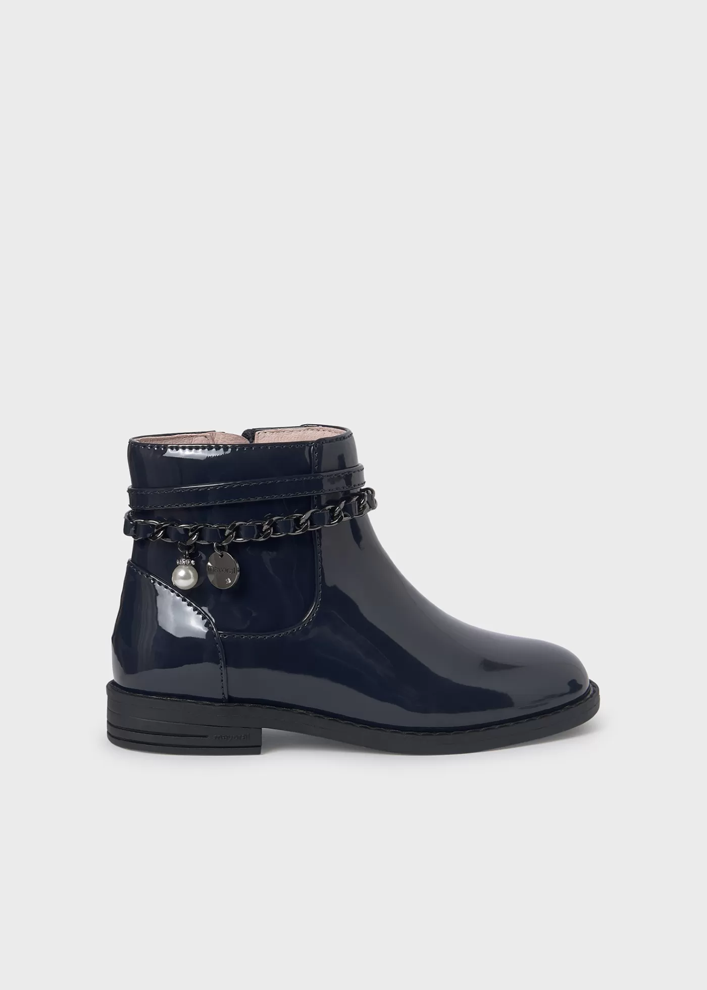 Mayoral Girl Chain Patent Leather Ankle Boots Navyblue Best Sale