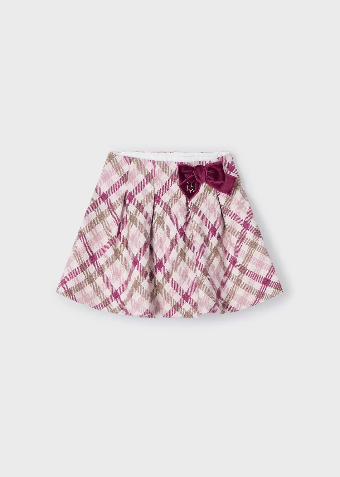 Mayoral Girl Checked Skirt with Bow Rosy Flash Sale