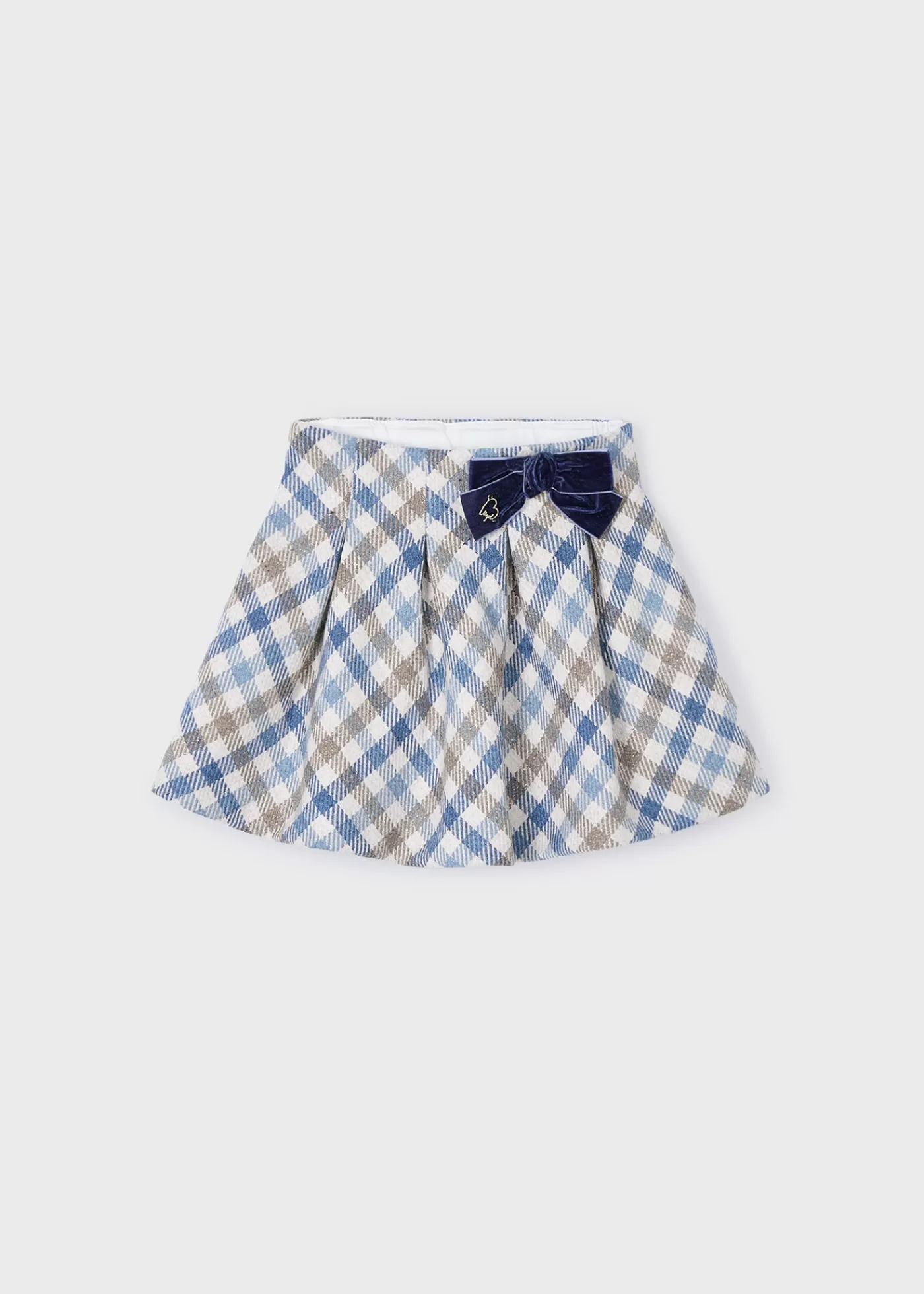 Mayoral Girl Checked Skirt with Bow Skyblue Flash Sale