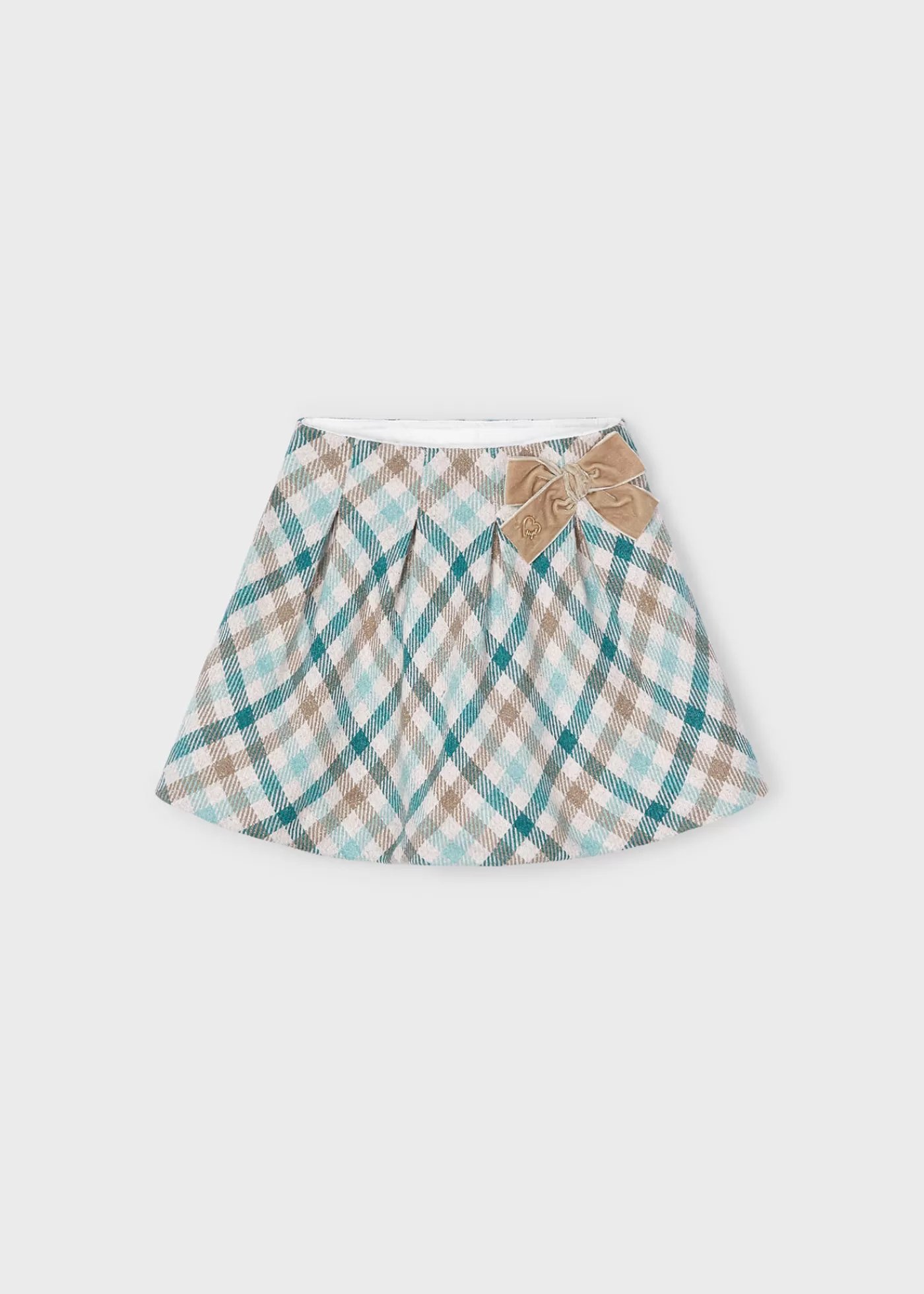 Mayoral Girl Checked Skirt with Bow Jade Cheap