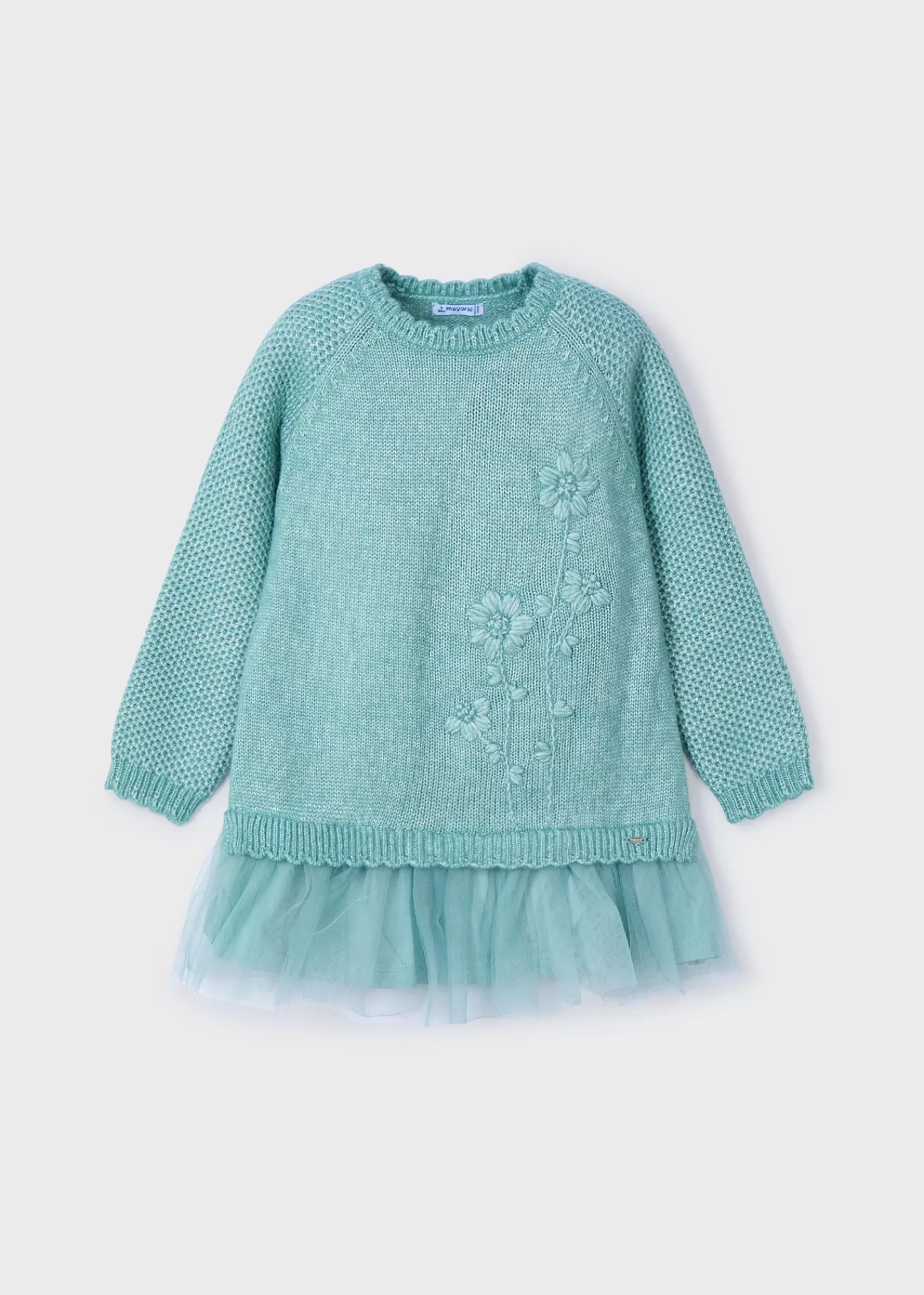 Mayoral Girl Combined Tulle Dress Emeraldheather Outlet