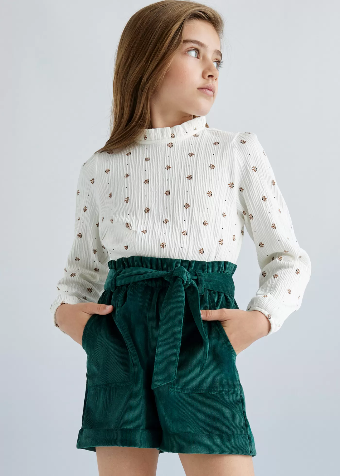 Mayoral Girl Corduroy Shorts Pine Discount