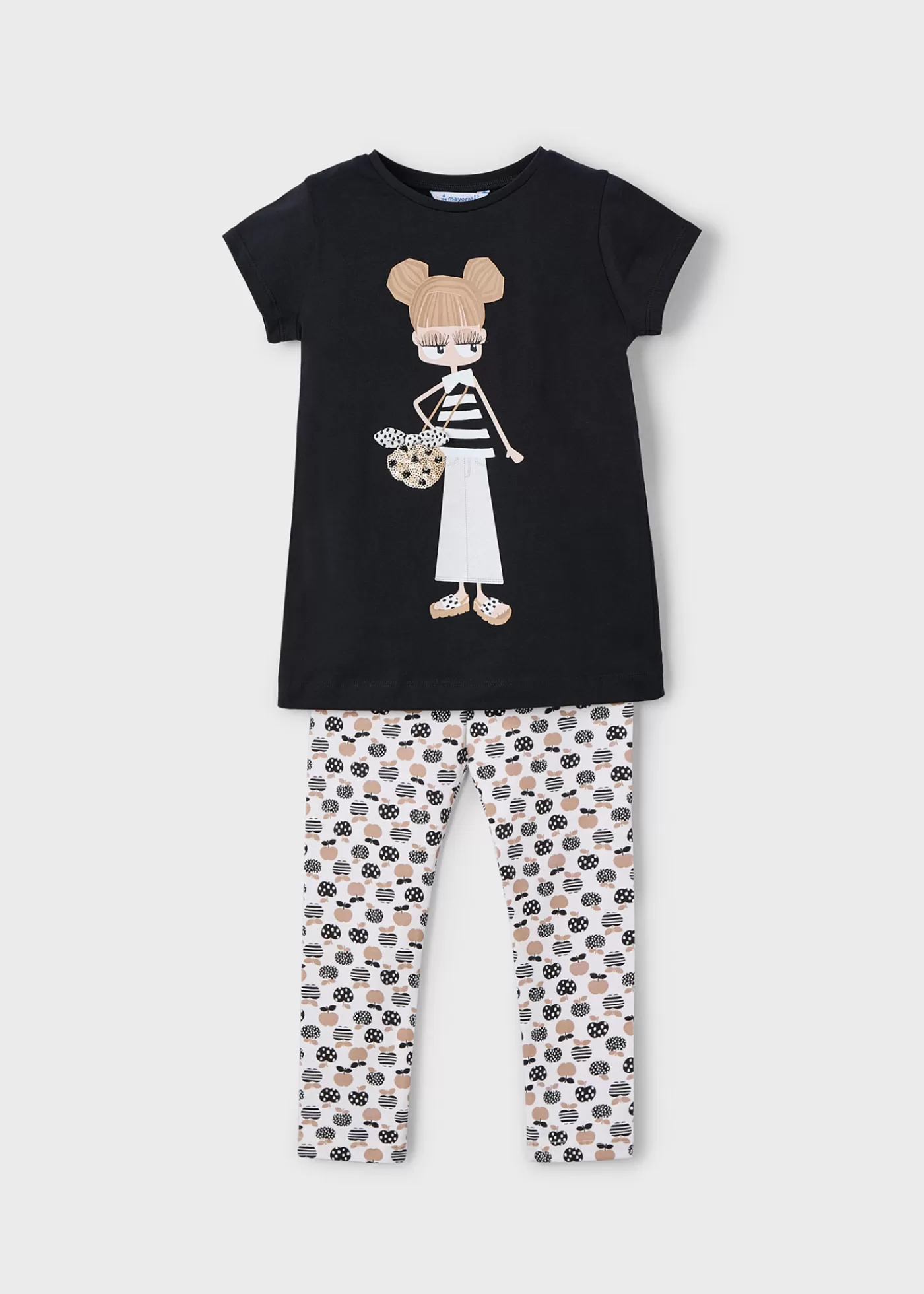 Mayoral Girl Cropped Leggings and Printed T-Shirt Set Black Best