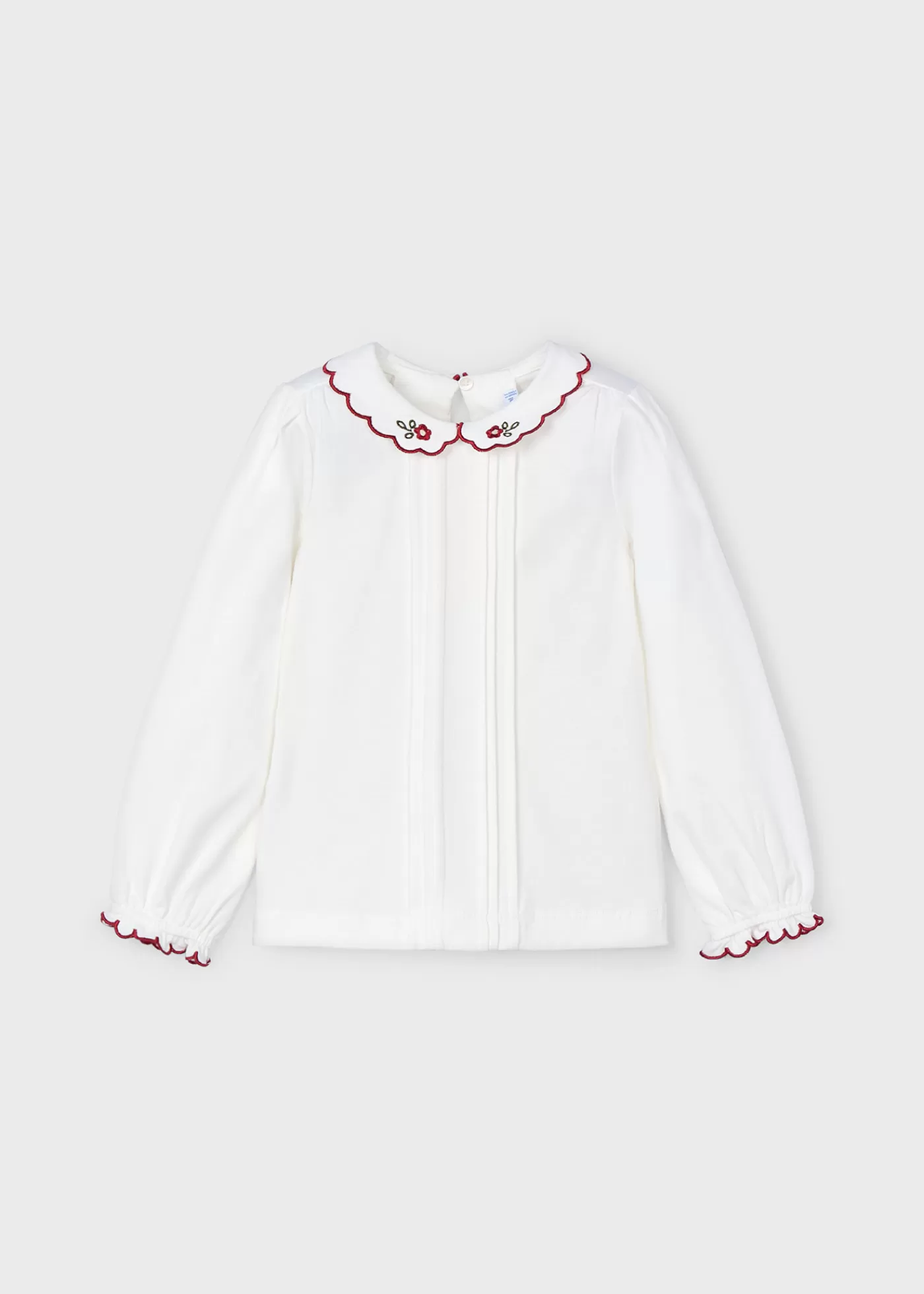 Mayoral Girl Embroidered Blouse Offwhite-cherry Cheap