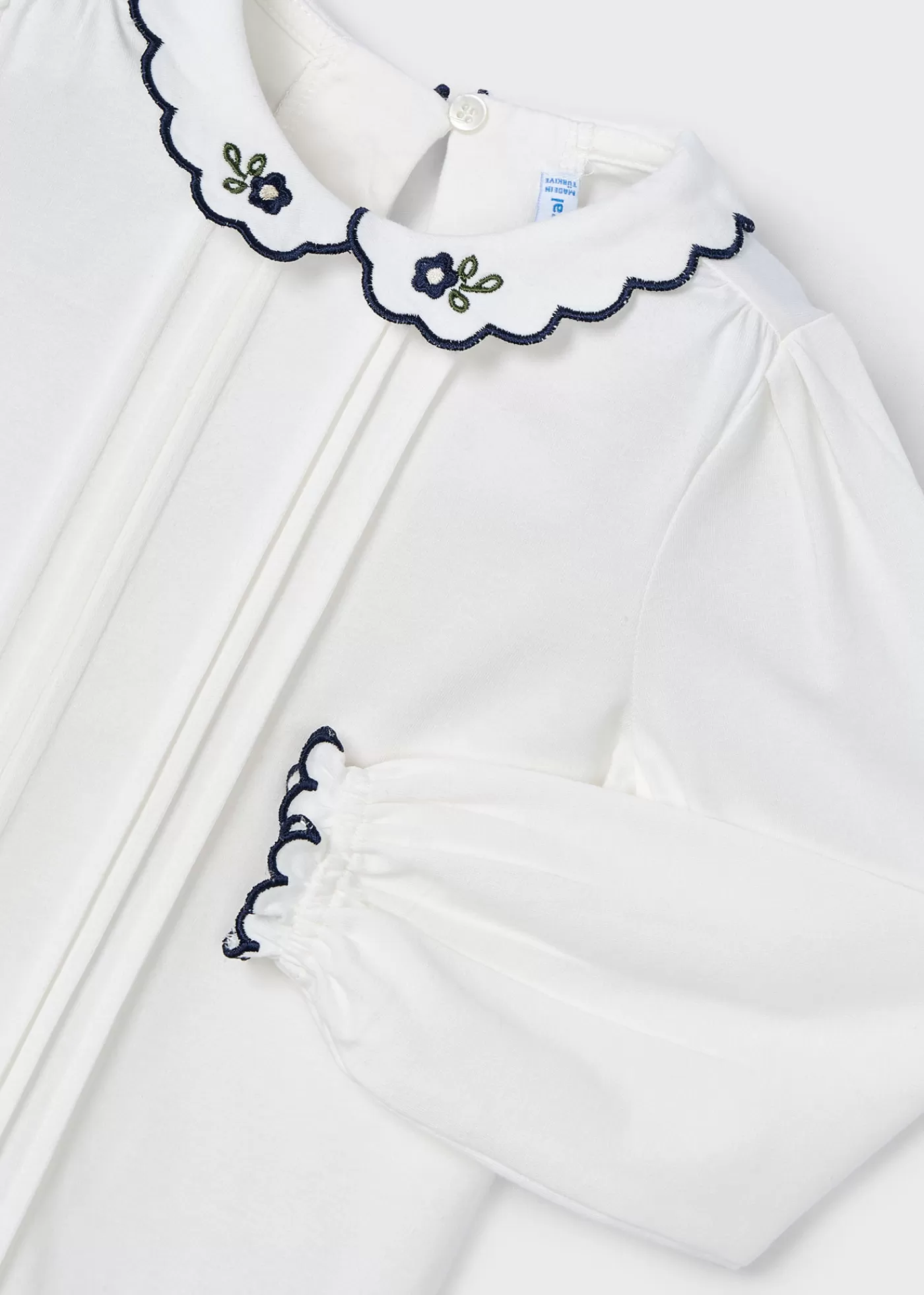 Mayoral Girl Embroidered Blouse Offwhite-Navy Cheap