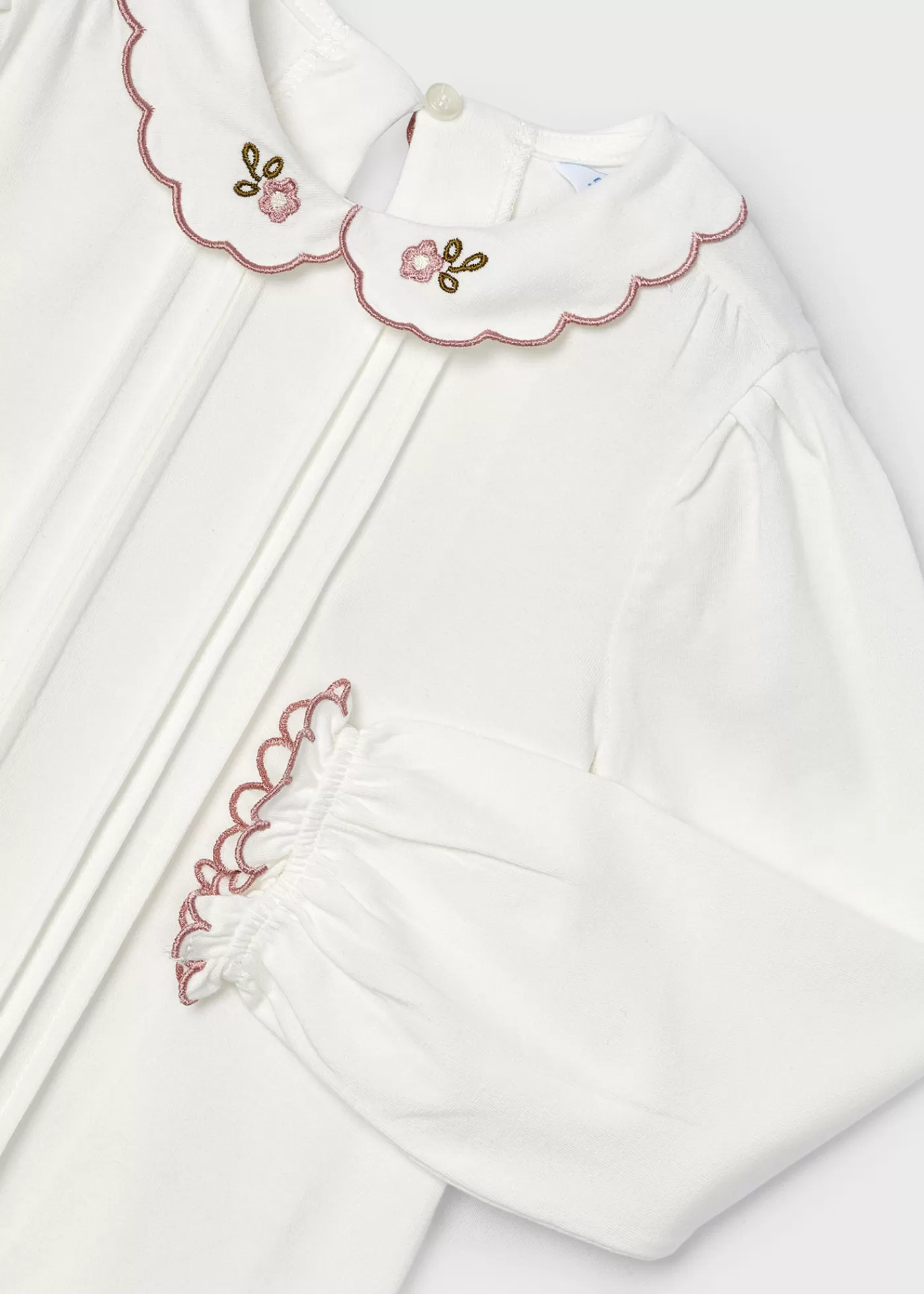 Mayoral Girl Embroidered Blouse Offwhite-Pink Fashion