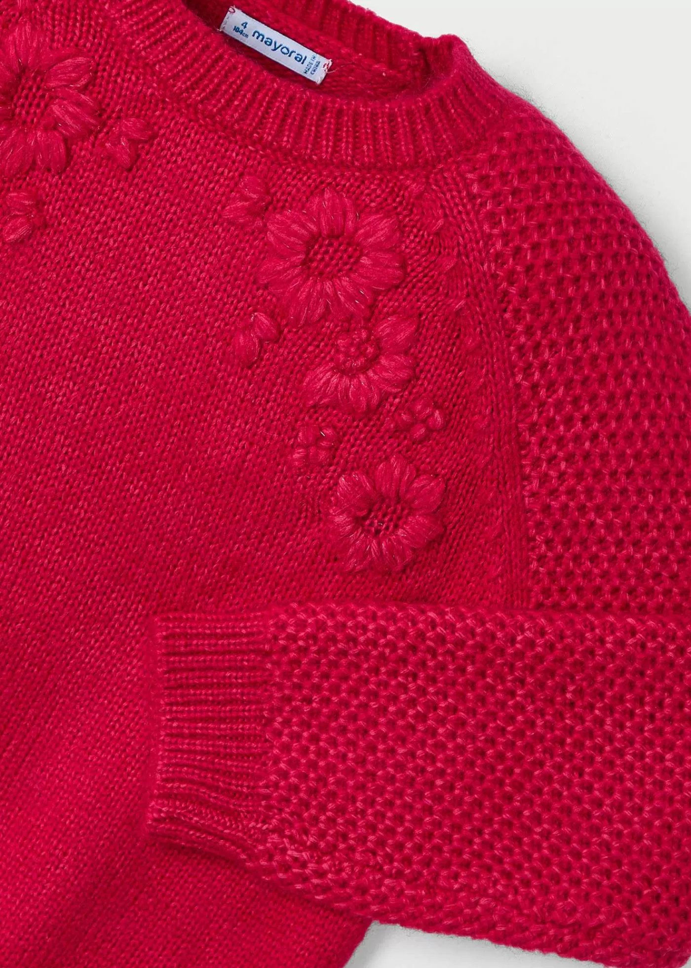 Mayoral Girl Embroidered Flower Sweater Cherry Cheap