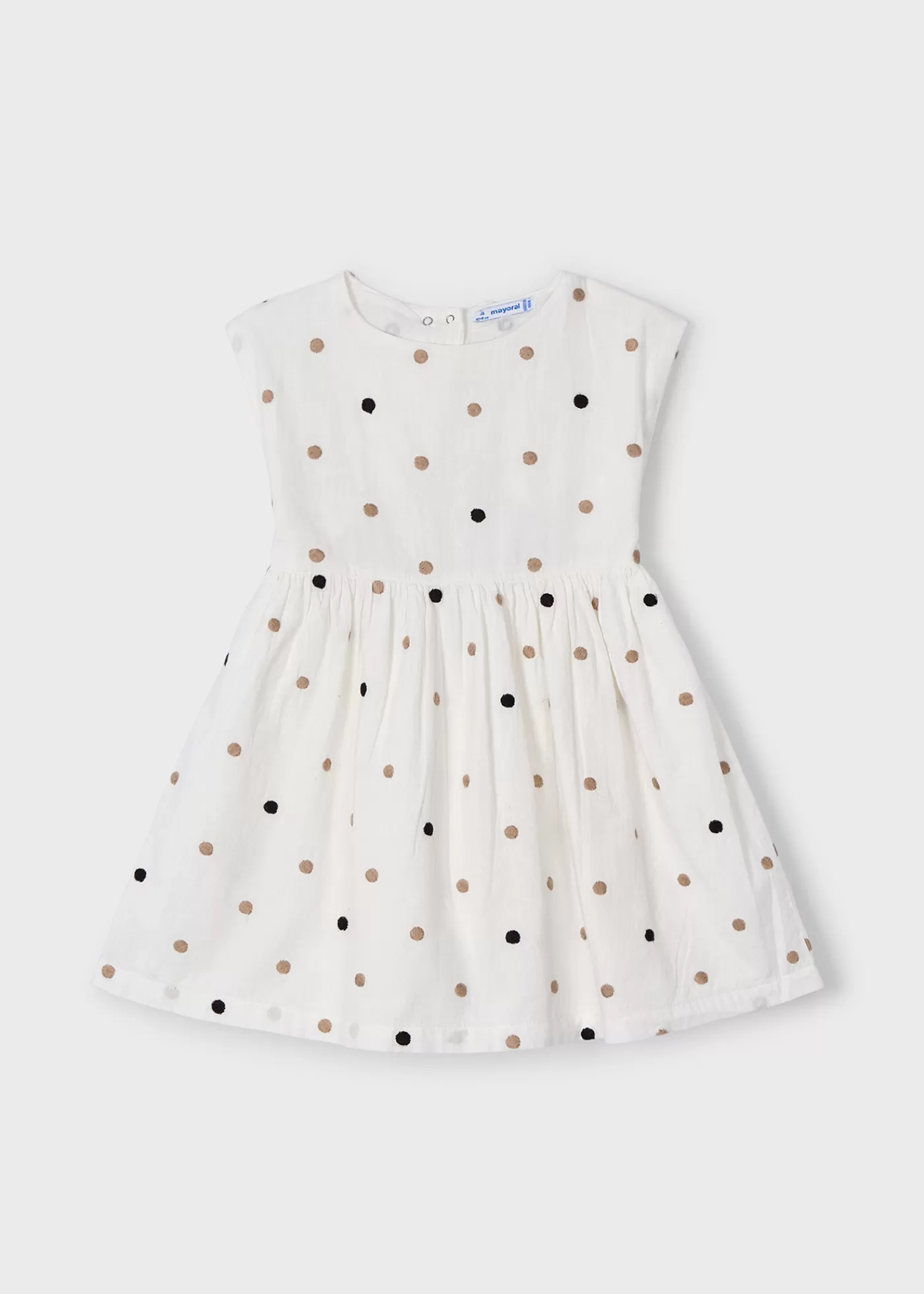 Mayoral Girl Embroidered Polka Dot Dress Natural-Cinnamon Fashion