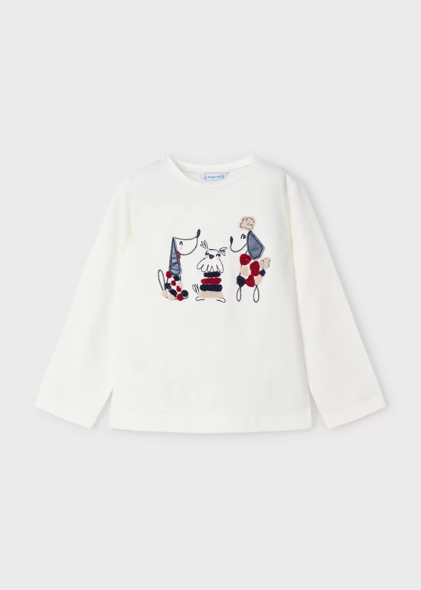 Mayoral Girl Embroidered Puppy T-Shirt Offwhite-cherry Fashion