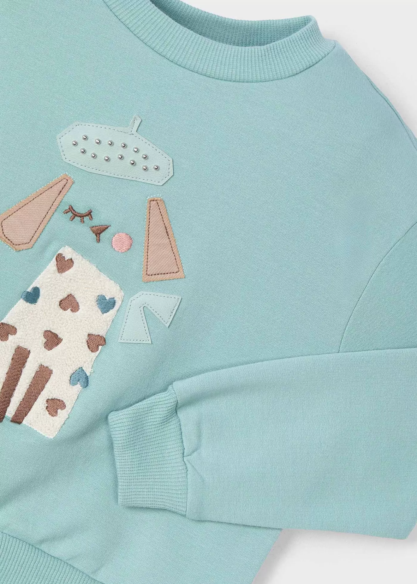 Mayoral Girl Embroidered Sweatshirt Jade Flash Sale