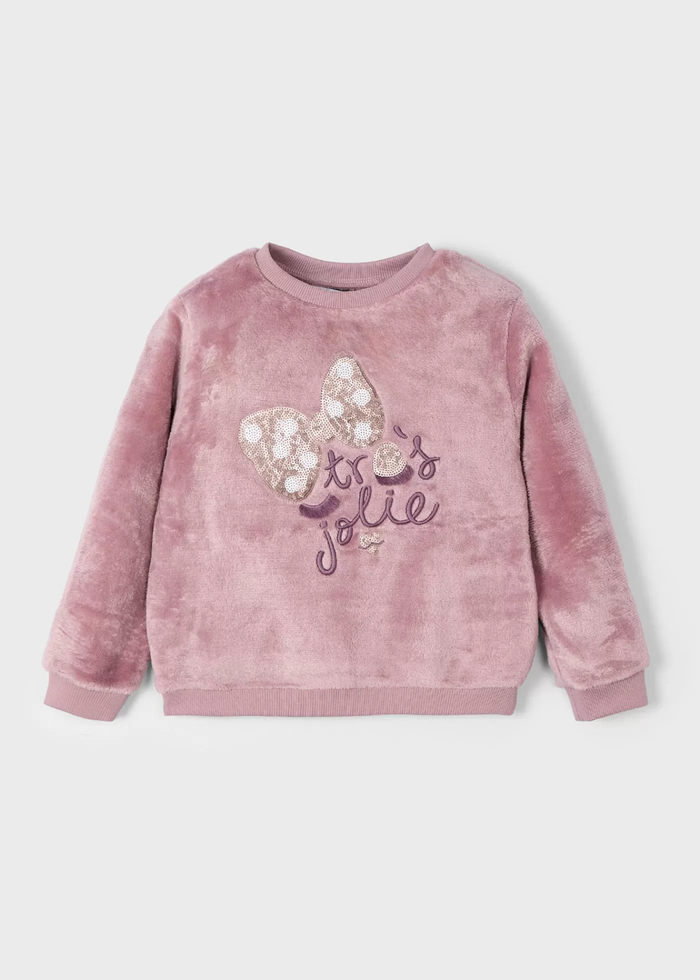 Mayoral Girl Faux Fur Sweatshirt Rosy Outlet