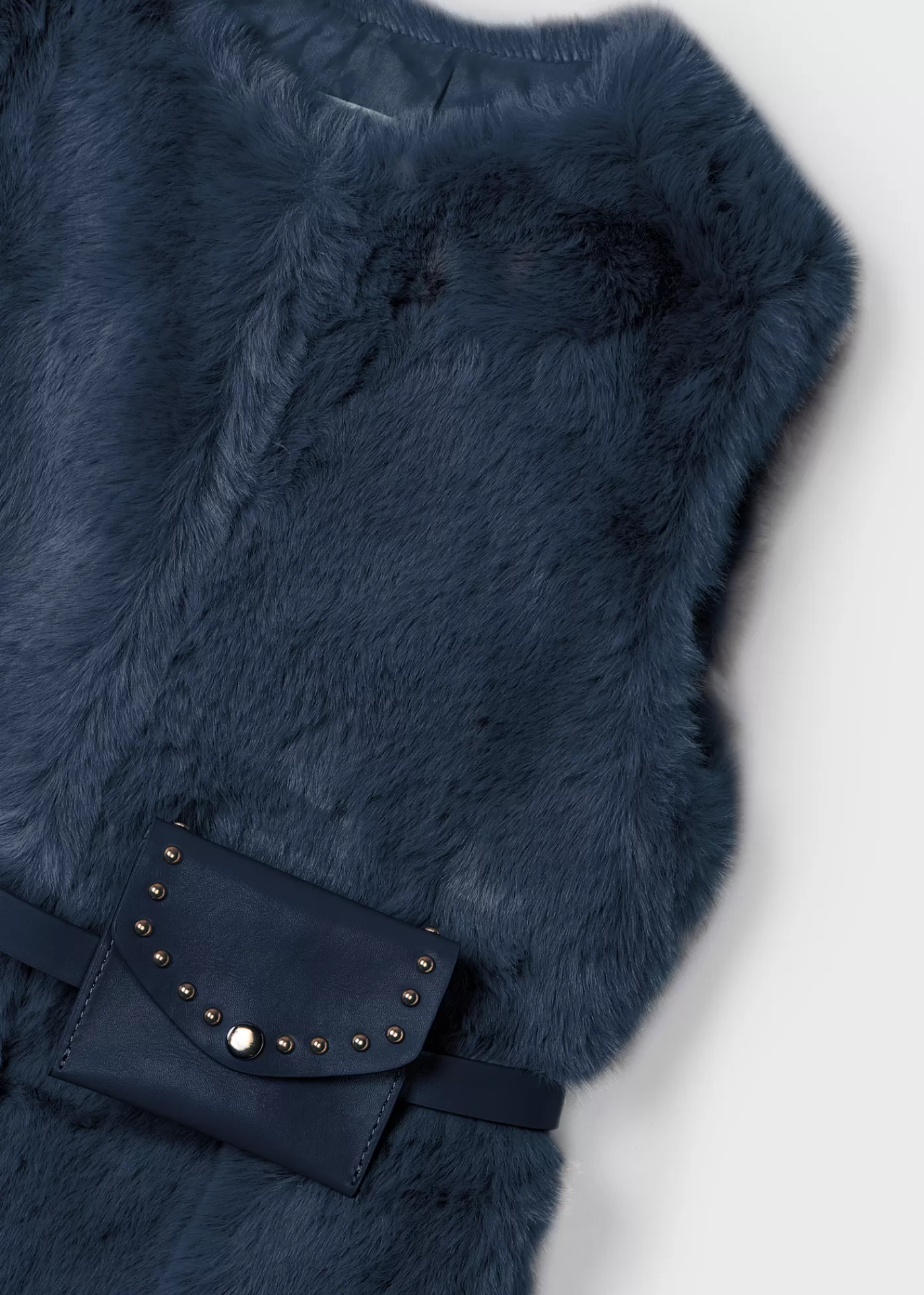 Mayoral Girl Faux Fur Vest with Belt Navyblue Best