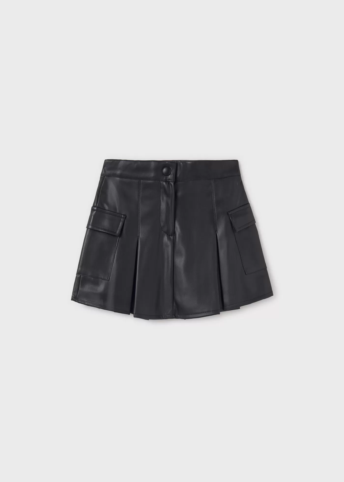 Mayoral Girl Faux Leather Cargo Skirt Black Hot