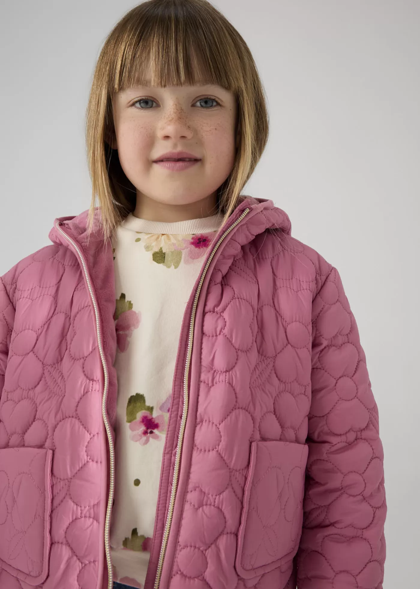 Mayoral Girl Floral Quilted Coat Camellia Best Sale