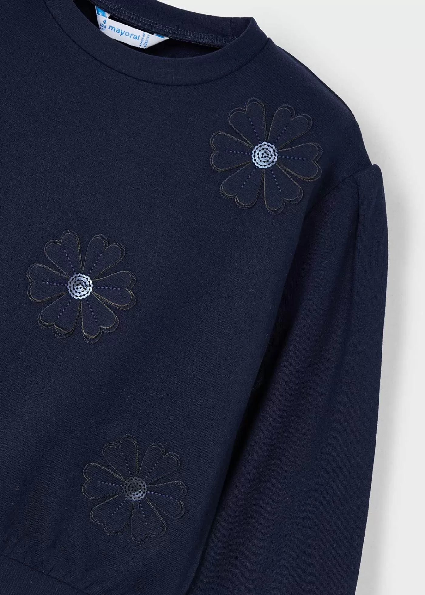 Mayoral Girl Flower Applique Sweater Navyblue Flash Sale