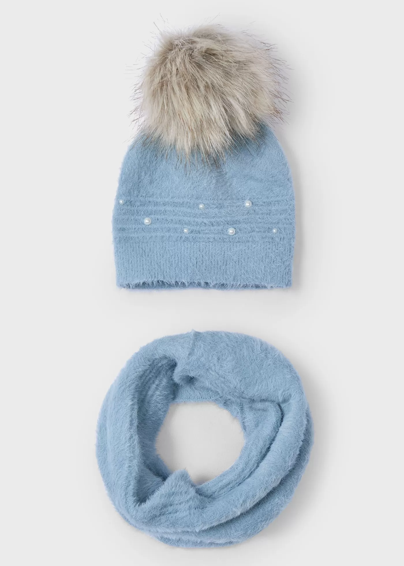 Mayoral Girl Hat and Snood Set Skyblue Discount