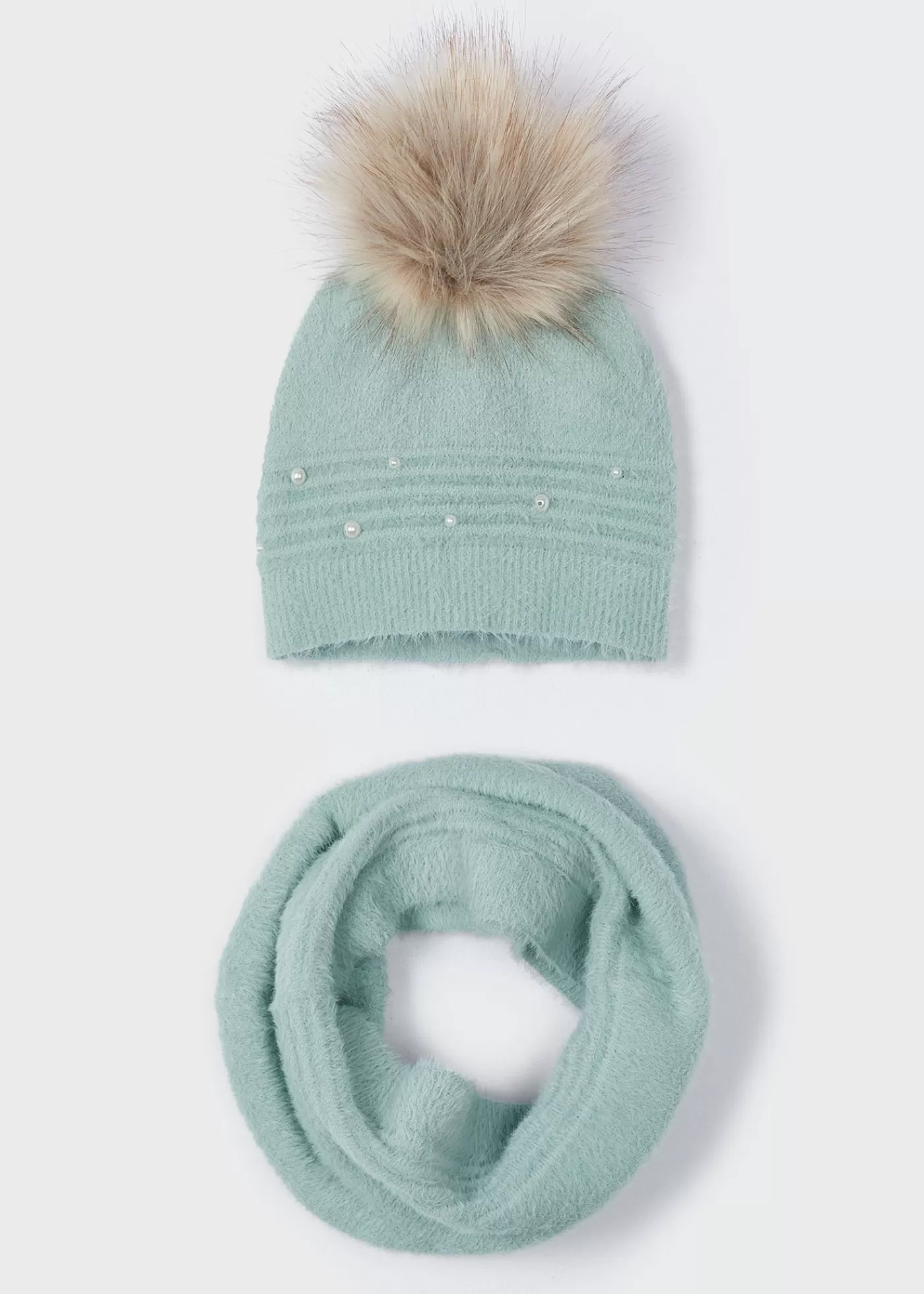 Mayoral Girl Hat and Snood Set Jade Discount