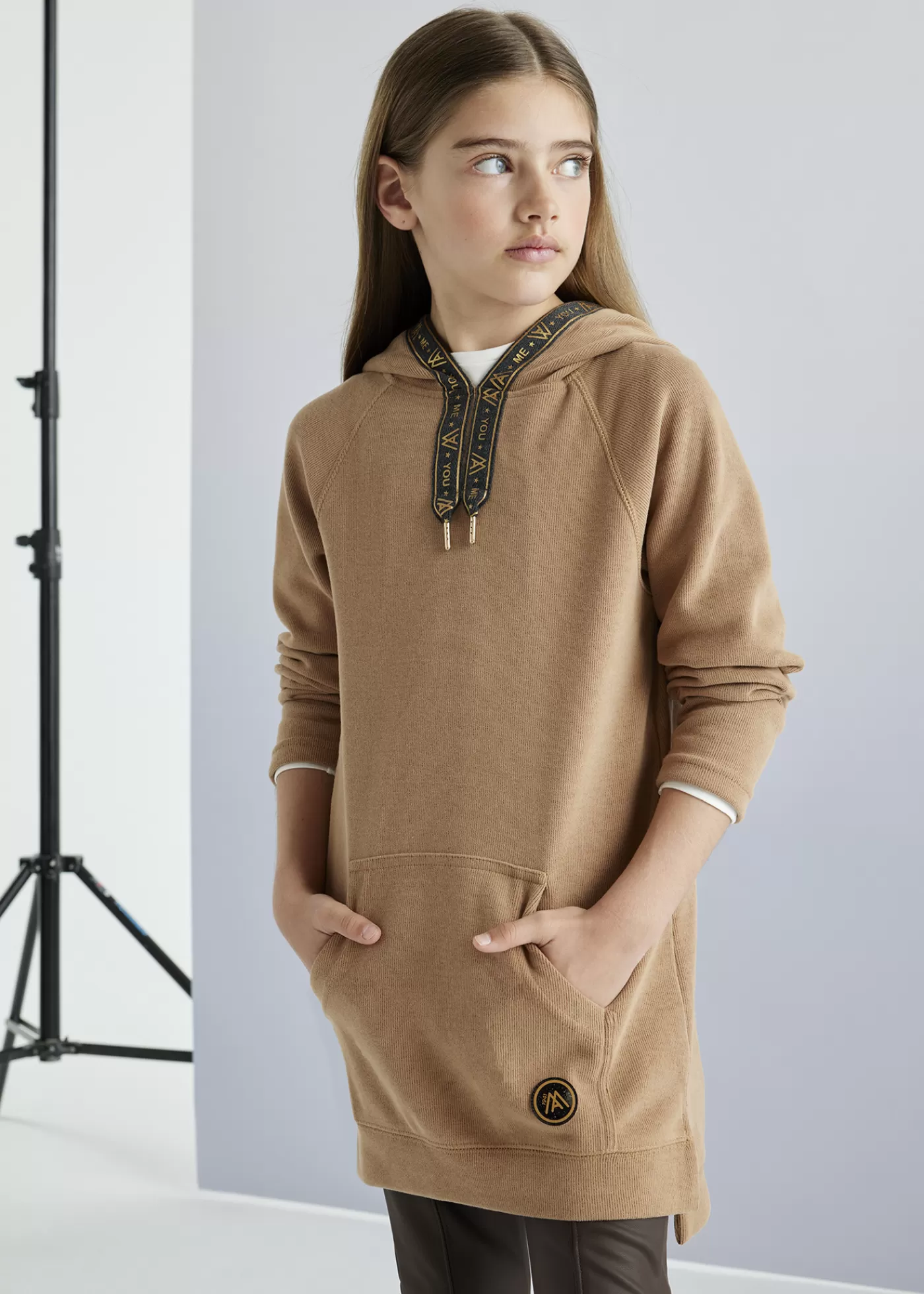 Mayoral Girl Hooded Sweatshirt Dress Cinnamon Best Sale