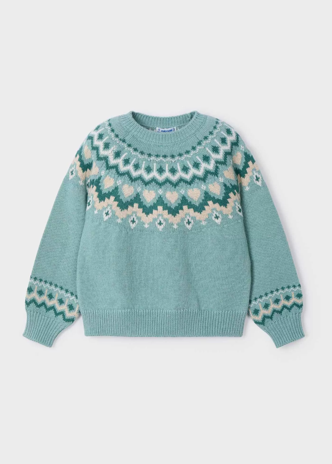 Mayoral Girl Jacquard Border Sweater Jade Sale