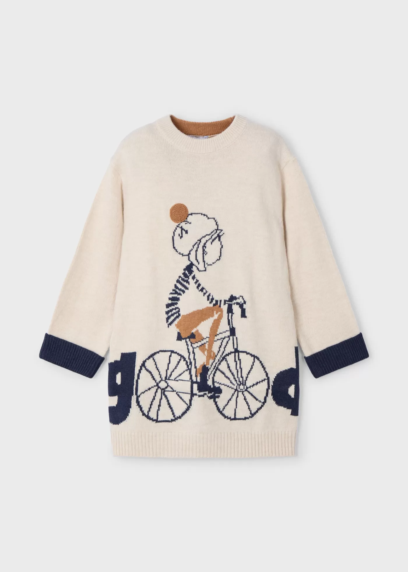 Mayoral Girl Knit Bike Sweater Dress Sand Online