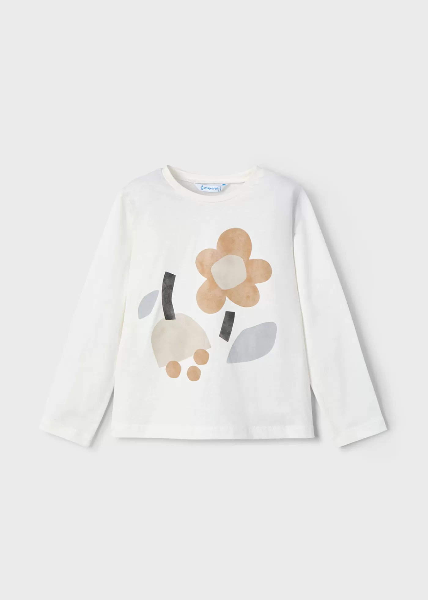 Mayoral Girl Long-Sleeve Flowers T-Shirt Offwhite Cheap