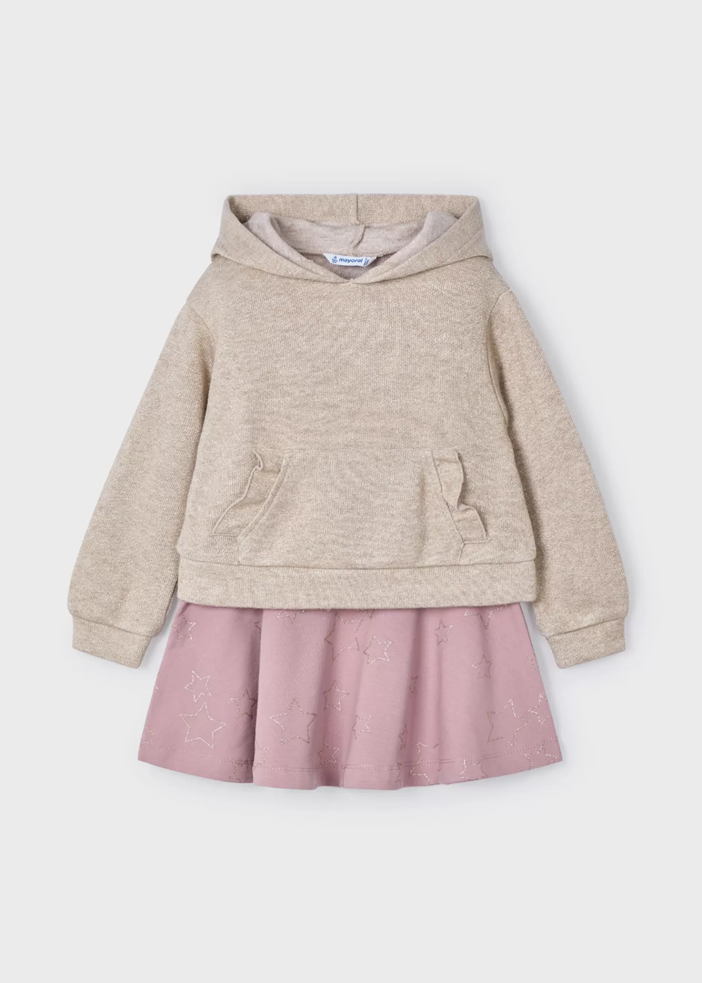 Mayoral Girl Metallic Stitch Hoodie and Skirt Set Rosy Cheap