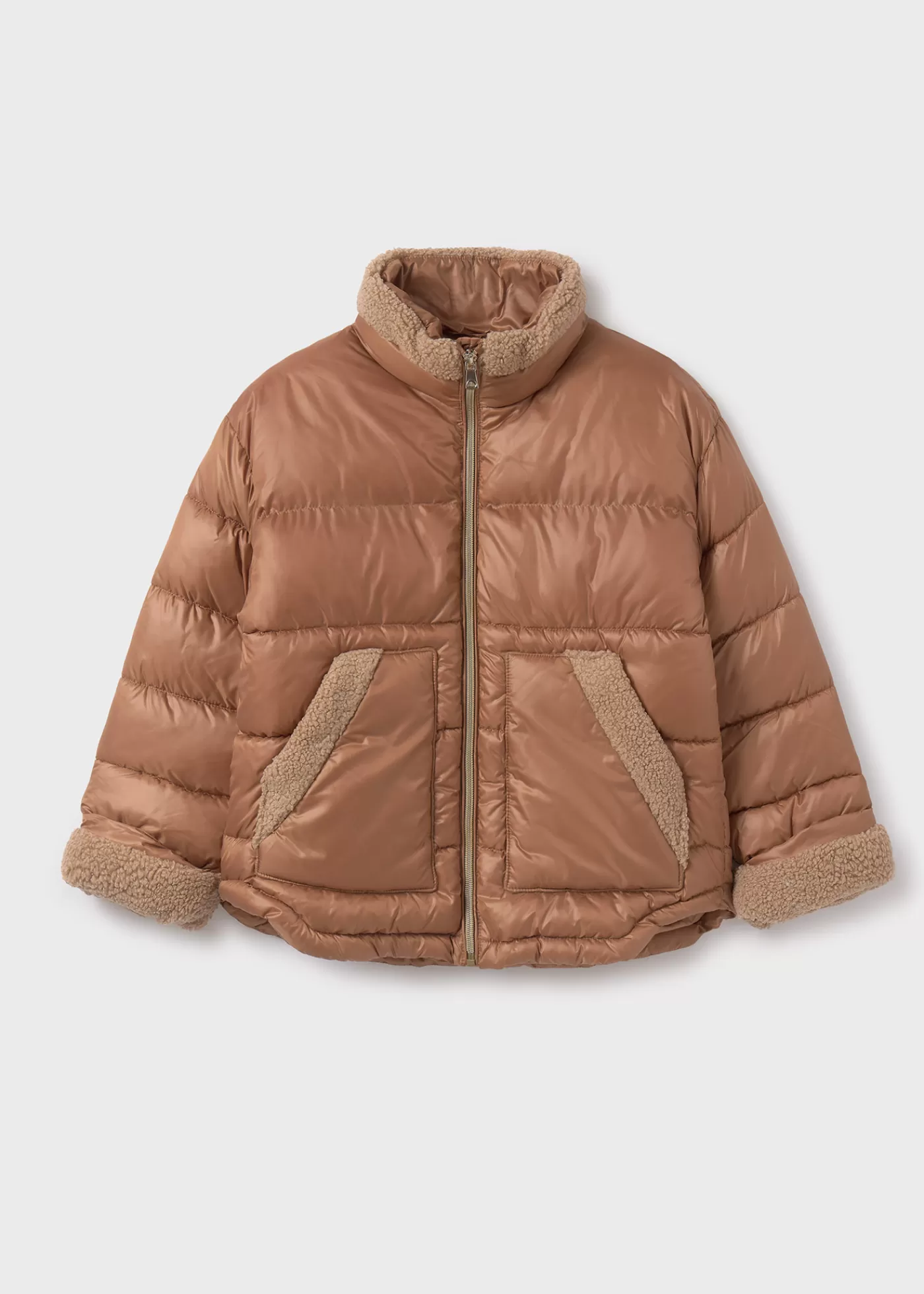 Mayoral Girl Padded Coat with Faux Sheepskin Cinnamon Store