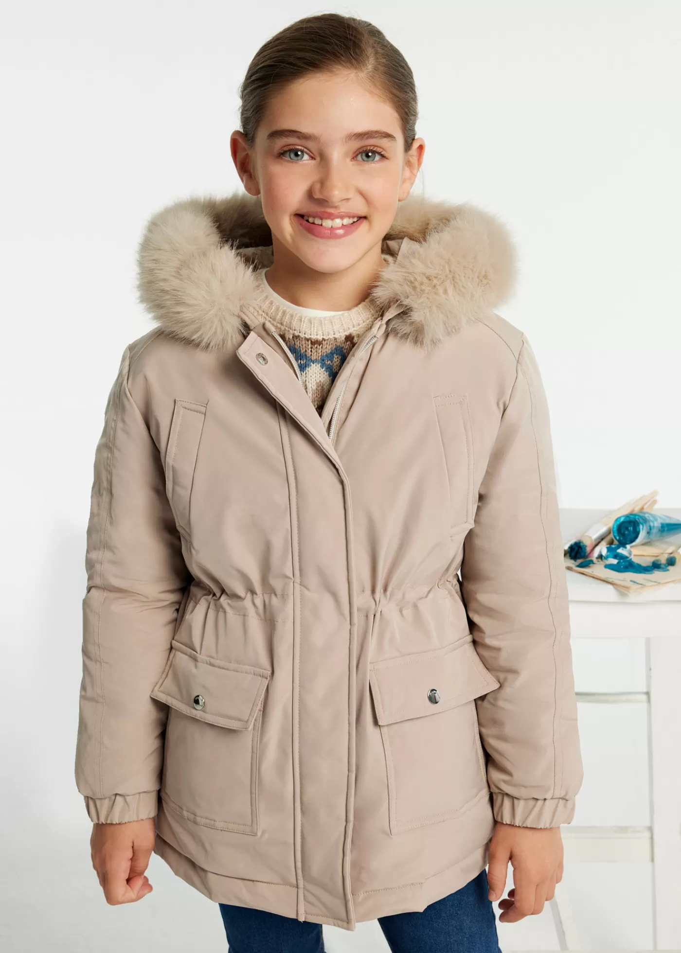 Mayoral Girl Parka Coat Sepia Cheap