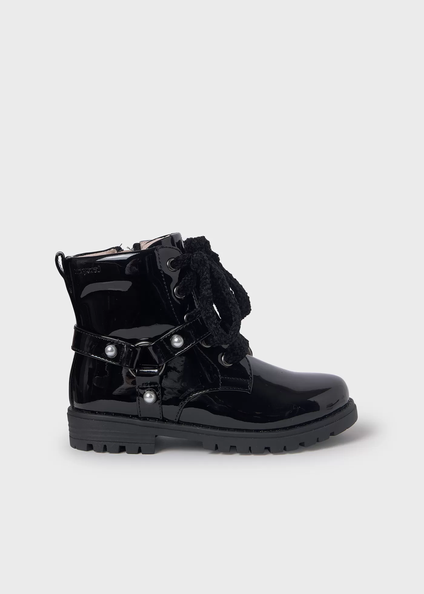 Mayoral Girl Patent Leather Biker Boots Black Best