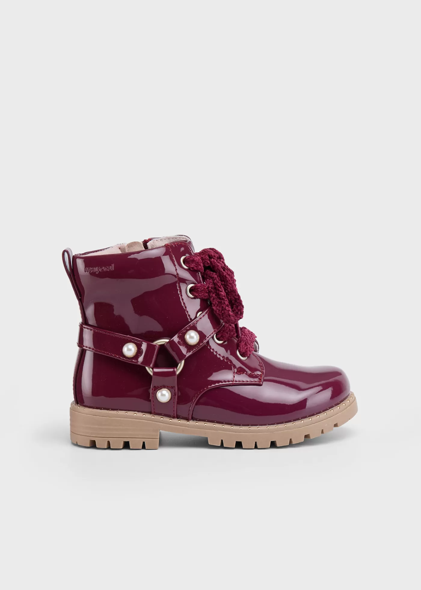 Mayoral Girl Patent Leather Biker Boots Plum Clearance