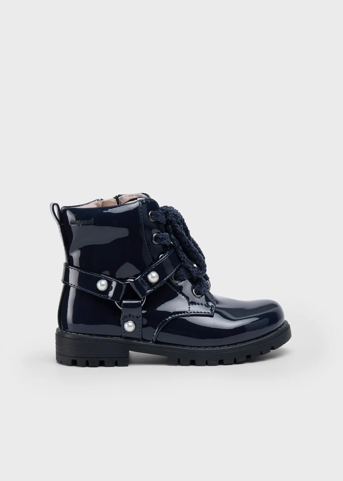 Mayoral Girl Patent Leather Biker Boots Navyblue Store