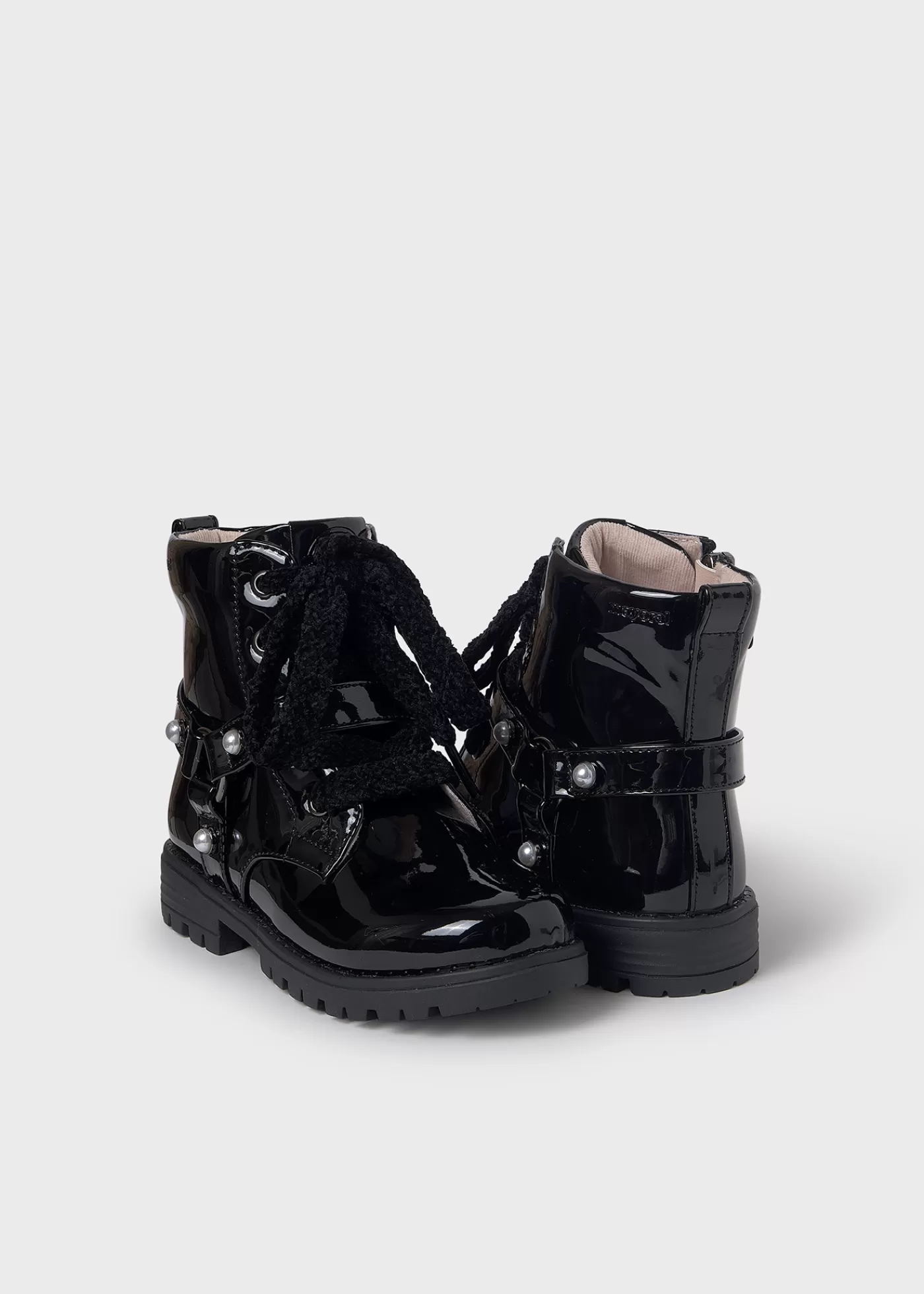 Mayoral Girl Patent Leather Biker Boots Black Best