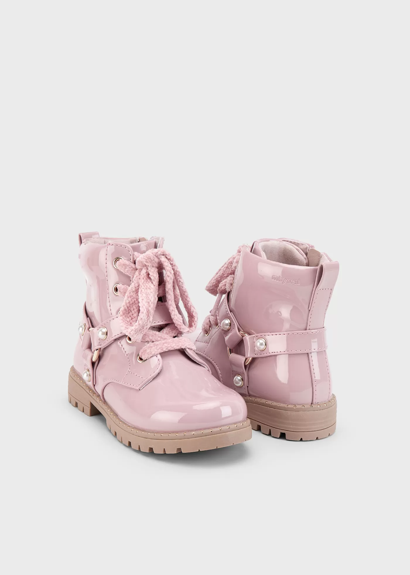 Mayoral Girl Patent Leather Biker Boots Pink New