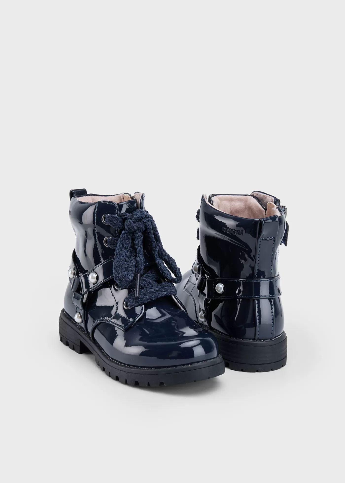 Mayoral Girl Patent Leather Biker Boots Navyblue Store