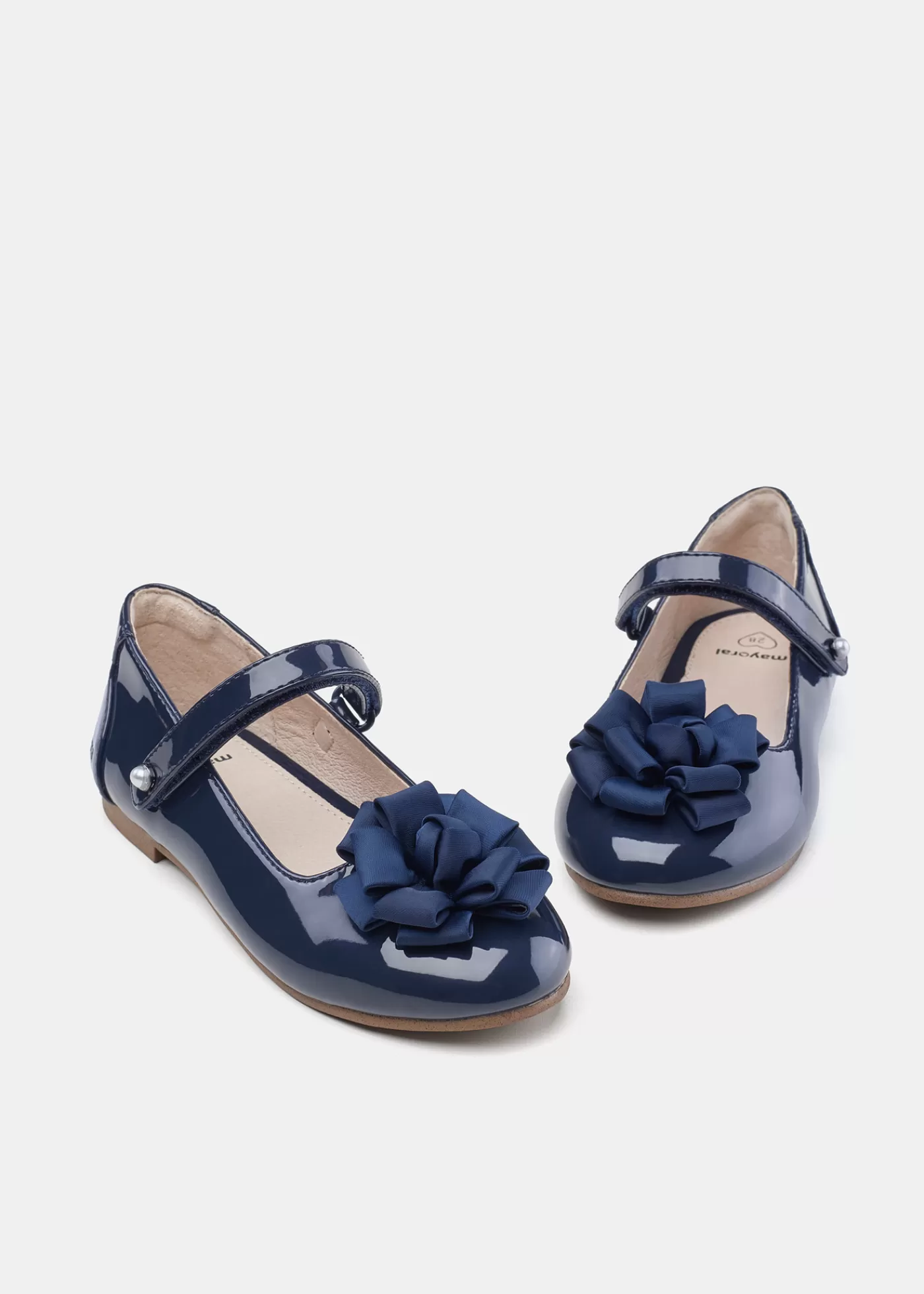 Mayoral Girl Patent Leather Flower Mary Janes Navyblue Hot