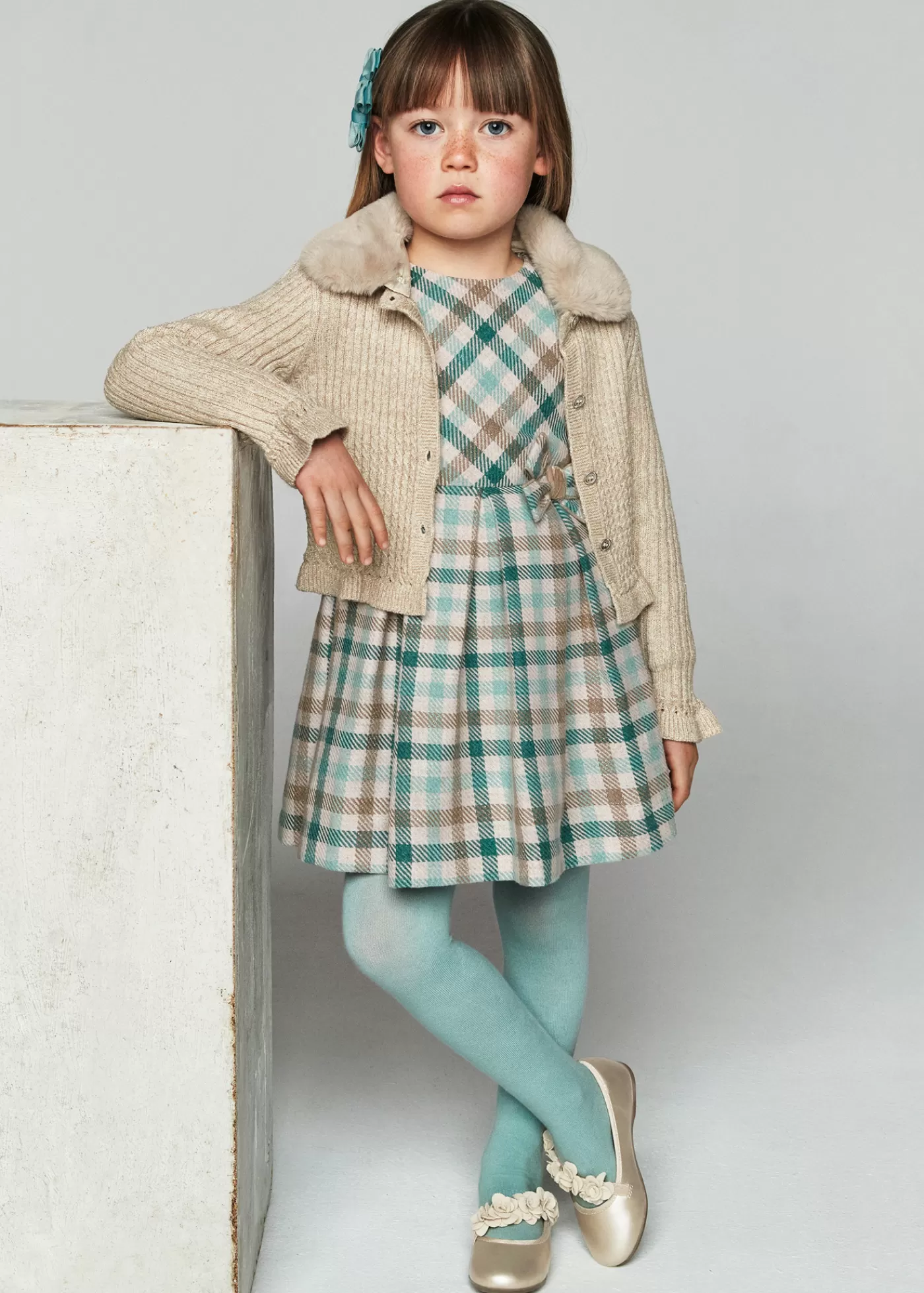 Mayoral Girl Plaid Dress Jade Cheap