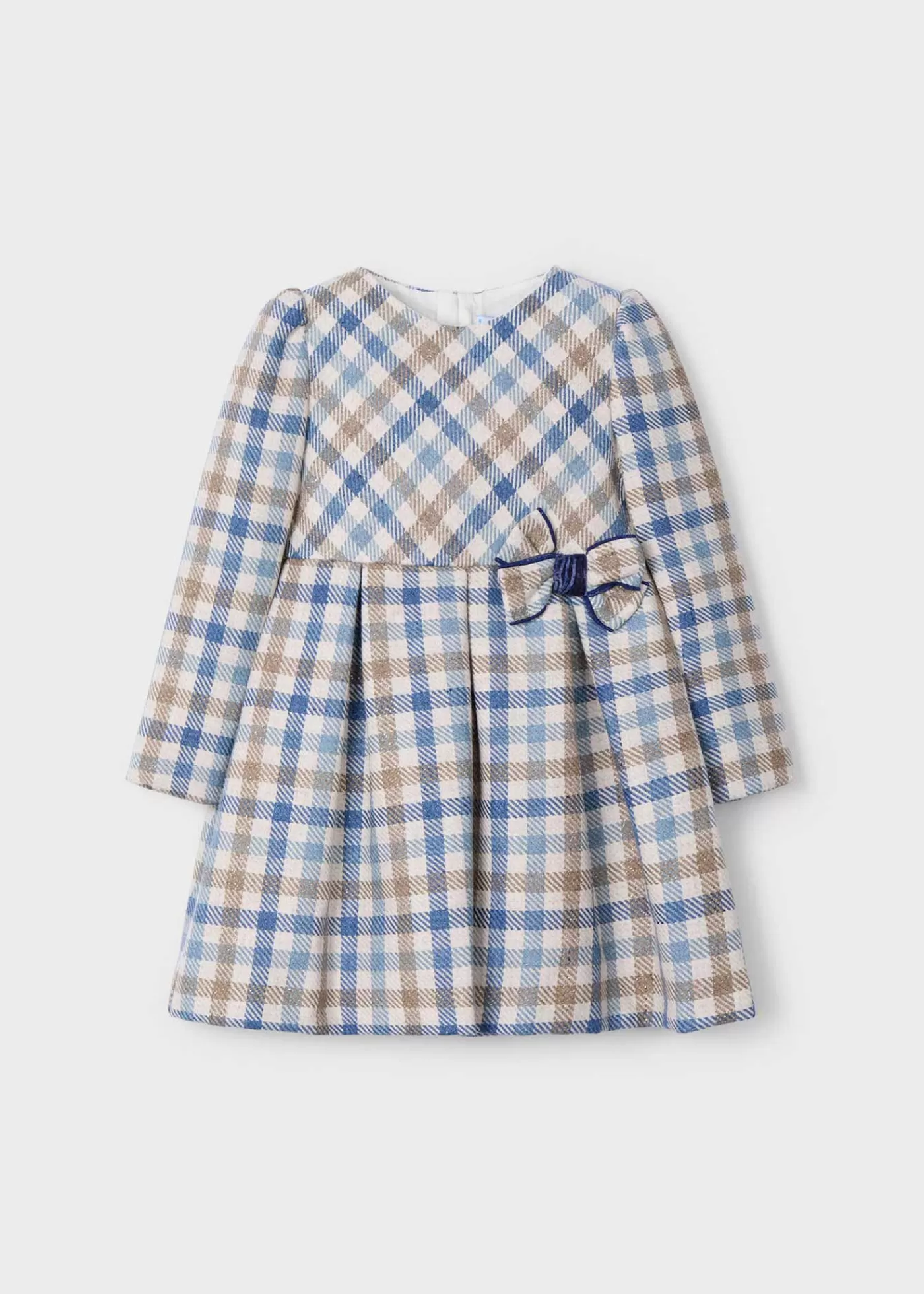 Mayoral Girl Plaid Dress Skyblue Hot