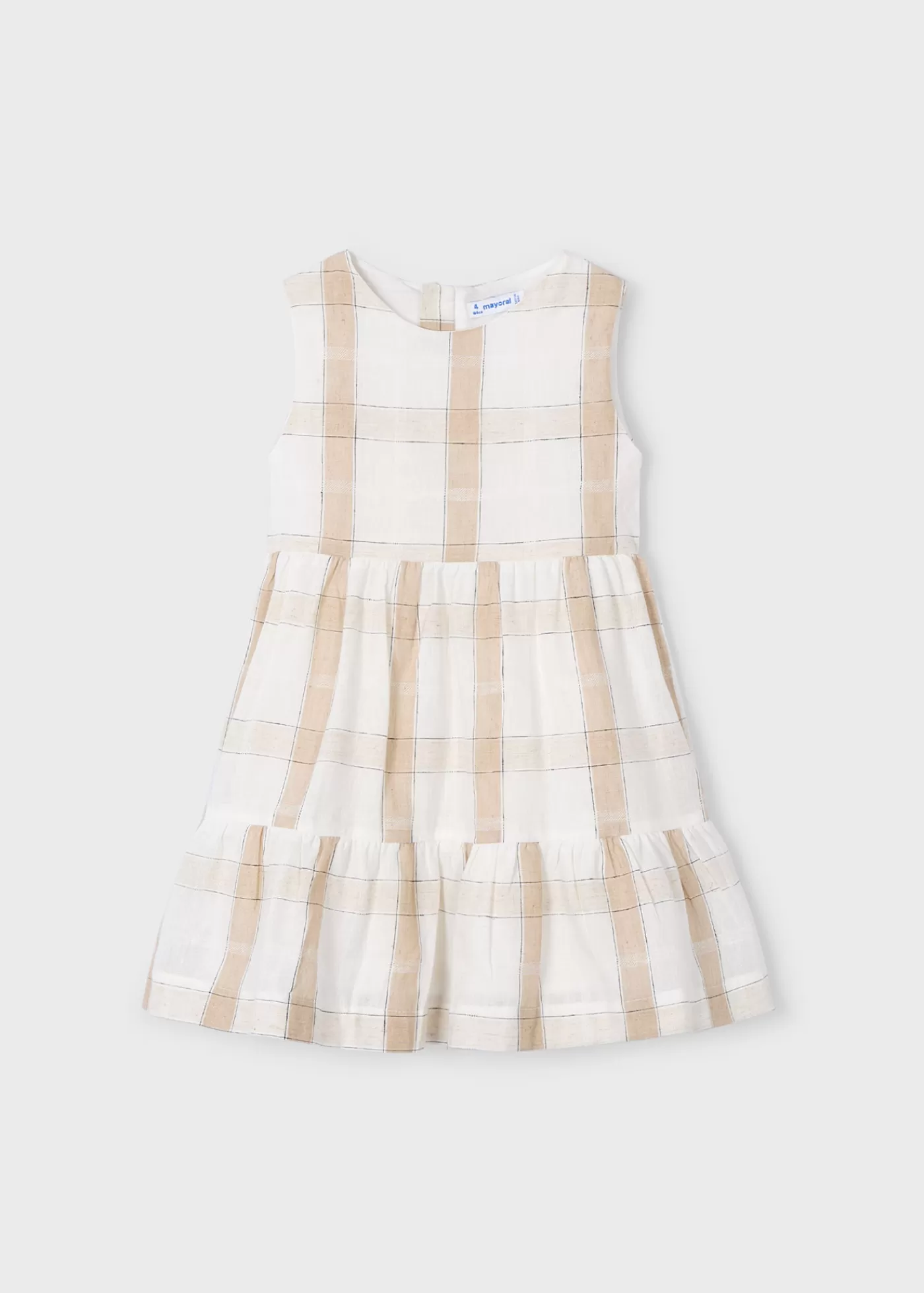 Mayoral Girl Plaid Linen Dress Cinnamon Outlet