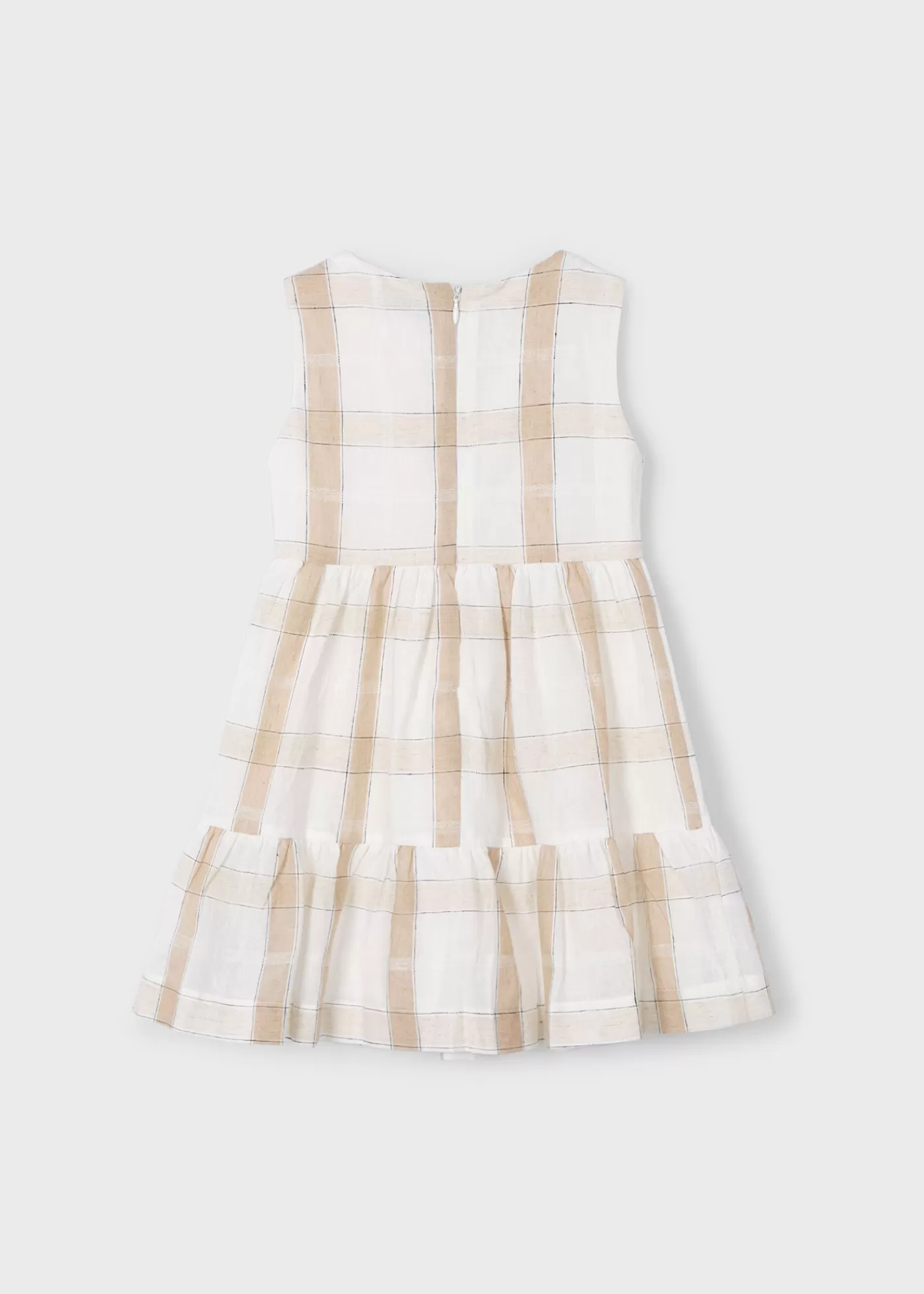 Mayoral Girl Plaid Linen Dress Cinnamon Outlet