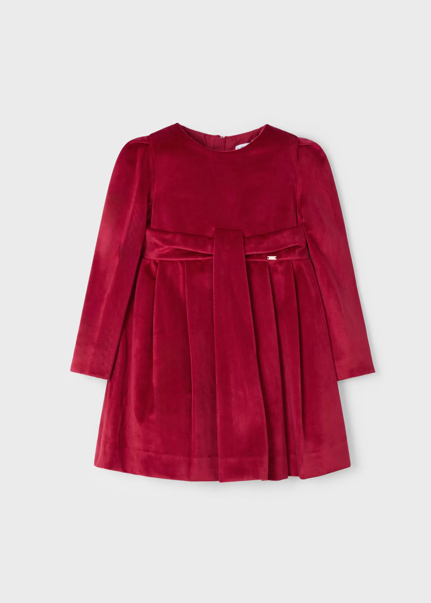 Mayoral Girl Pleated Velvet Dress Cherry Hot