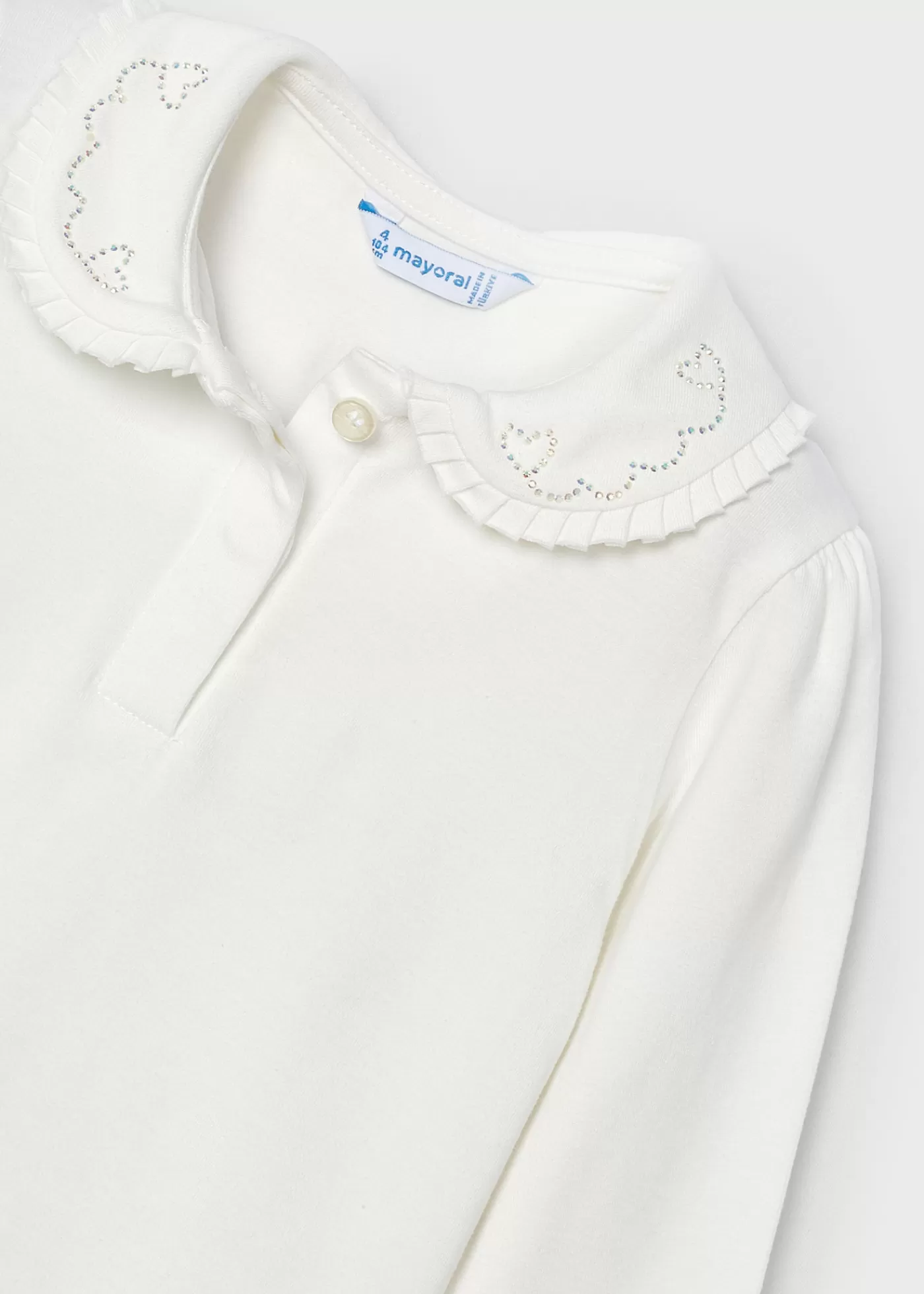 Mayoral Girl Polo Shirt with Embellished Collar Offwhite Online