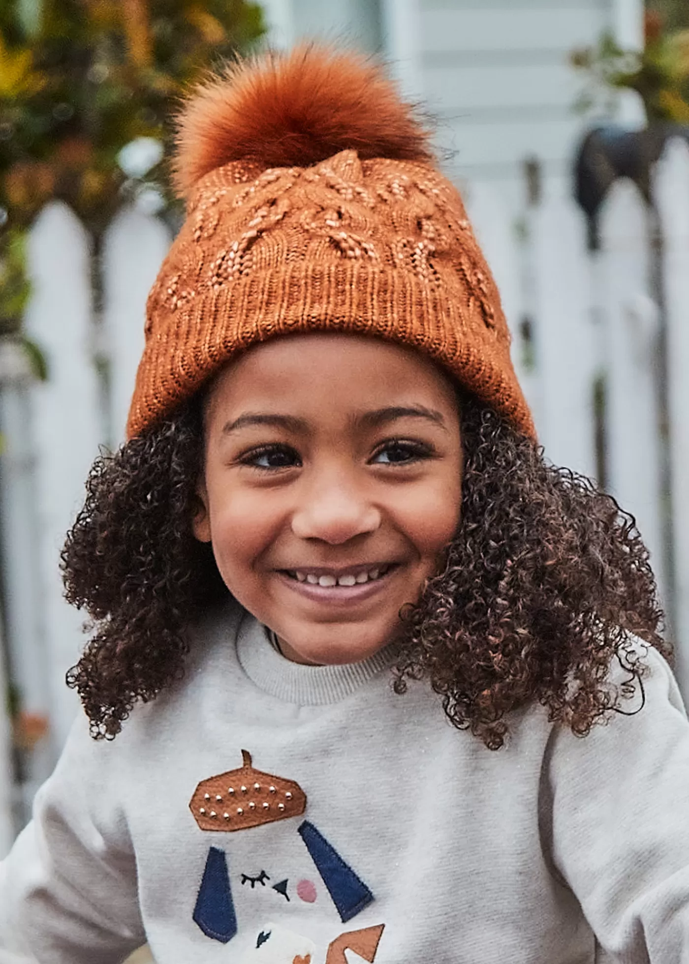 Mayoral Girl Pom Pom Hat Caramel Discount