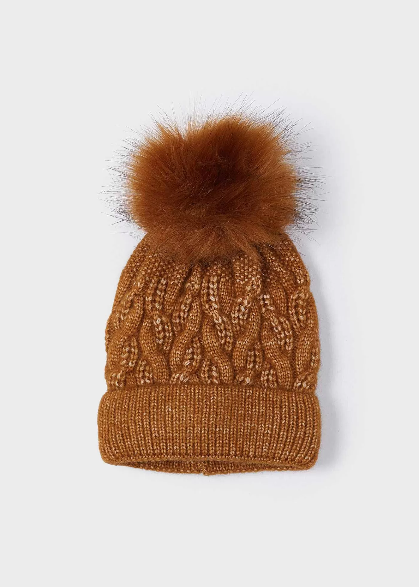 Mayoral Girl Pom Pom Hat Caramel Discount