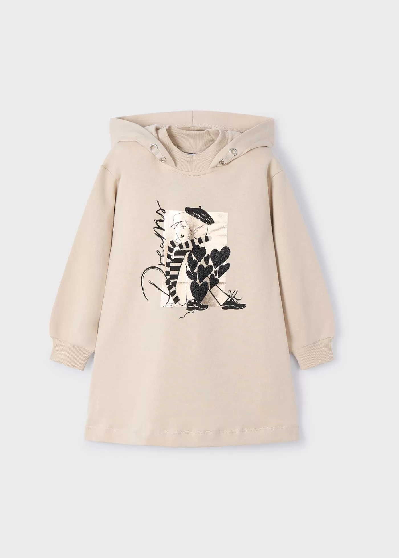 Mayoral Girl Print Sweatshirt Dress Sand Outlet