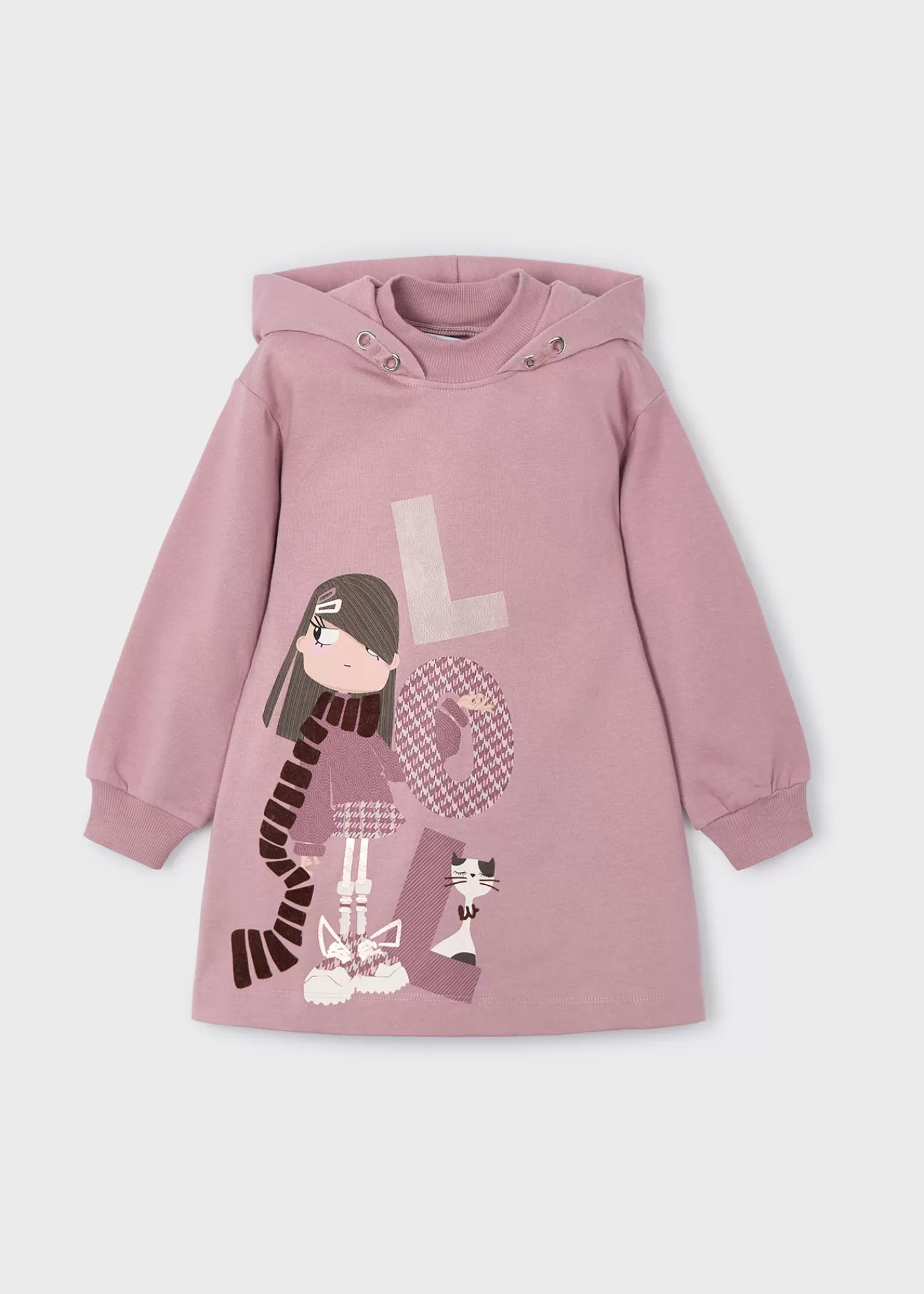 Mayoral Girl Print Sweatshirt Dress Rosy Flash Sale