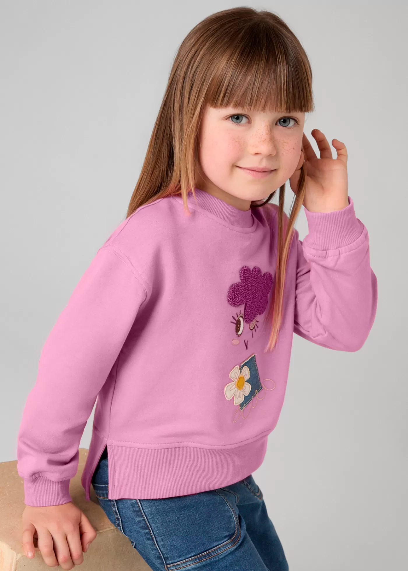 Mayoral Girl Puffed Sleeve Sweatshirt Camellia Clearance