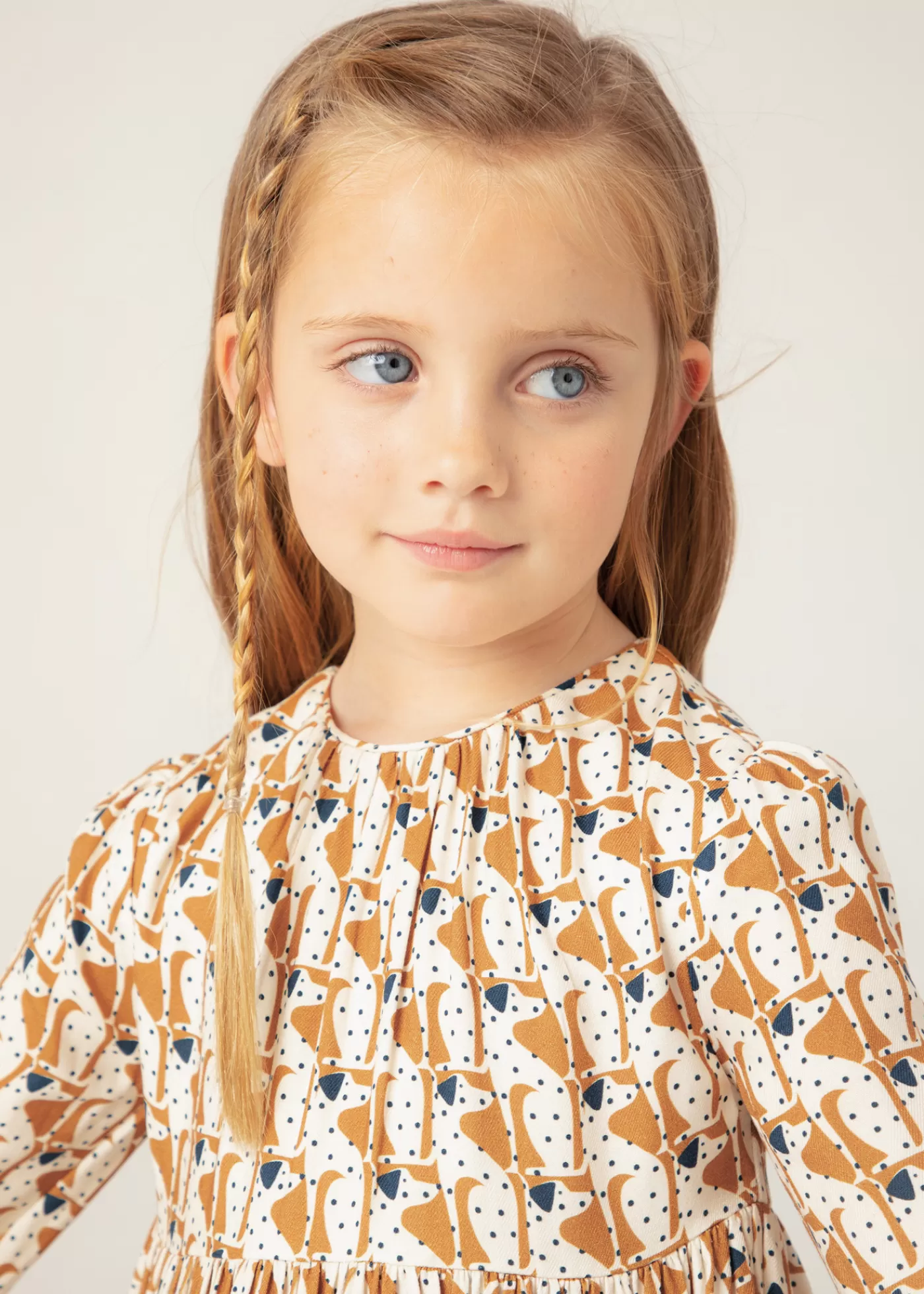 Mayoral Girl Puppy Print Flowy Dress Caramel Flash Sale