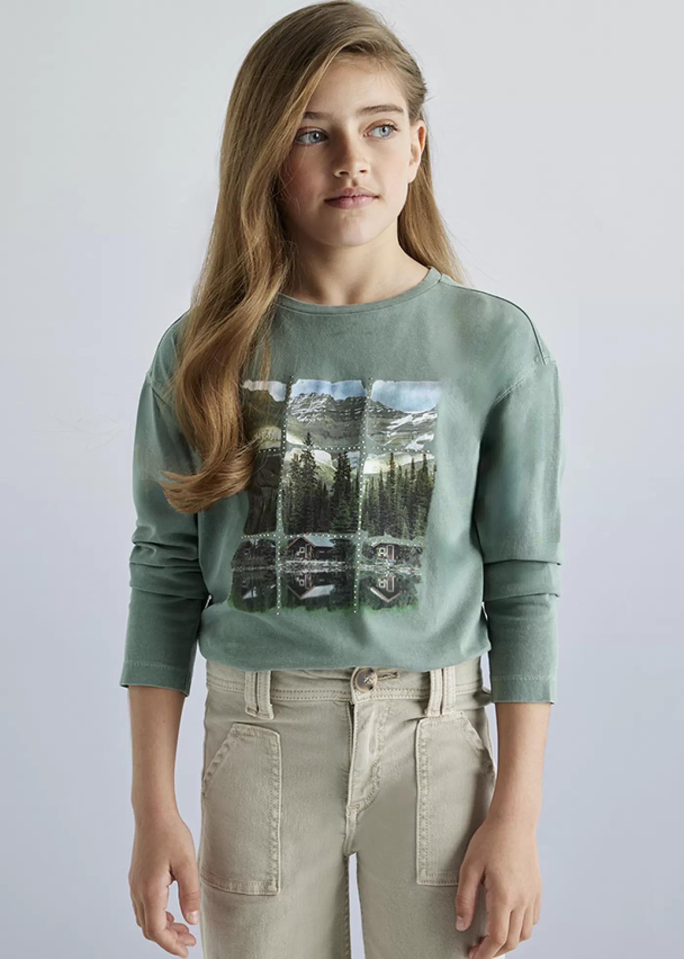 Mayoral Girl Relaxed Shoulder T-Shirt Seaweed Online